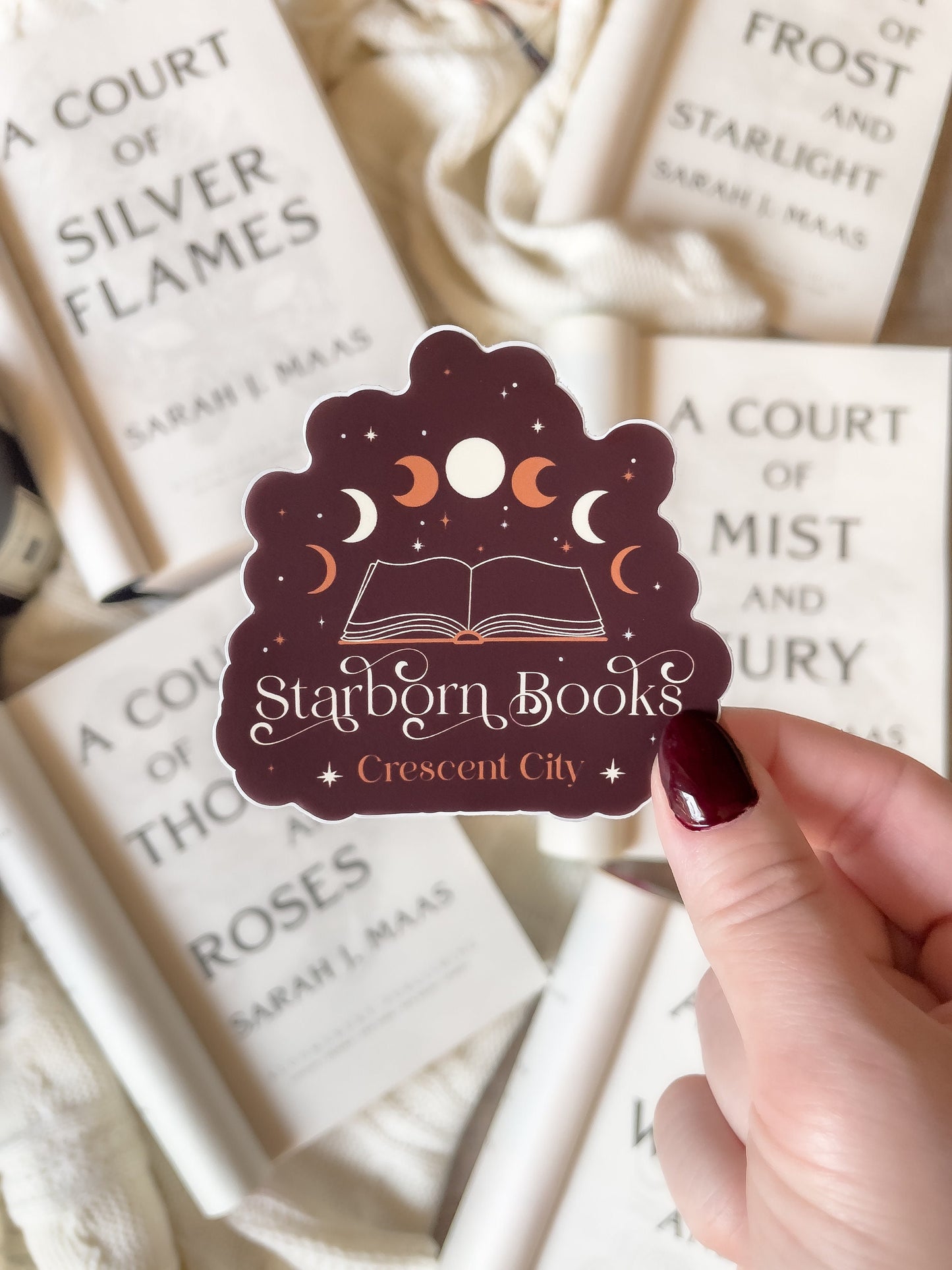 Starborn Books Waterproof Sticker | Crescent City | SJM | 3"x2.9"