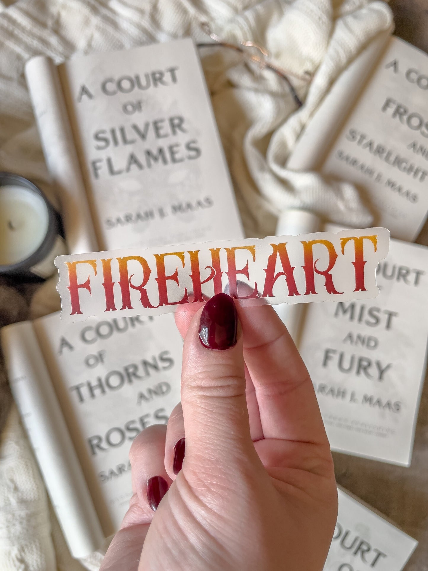 Fireheart Flames Waterproof Sticker | Throne Of Glass | SJM | 4.5"x1"