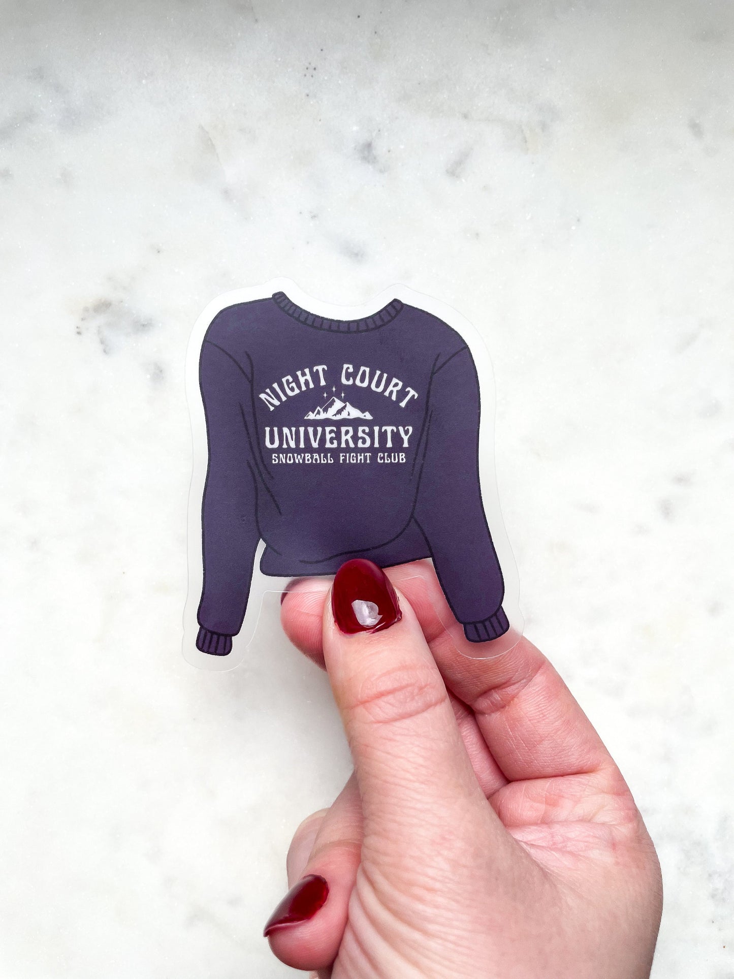 Night Court University Sweatshirt Waterproof Sticker | A Court of Thorns and Roses | SJM | 3" x 2.6"