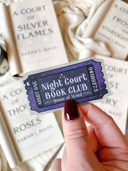 Night Court Book Club Waterproof Sticker | A Court of Thorns  and Roses | SJM |   3" x 1.6"