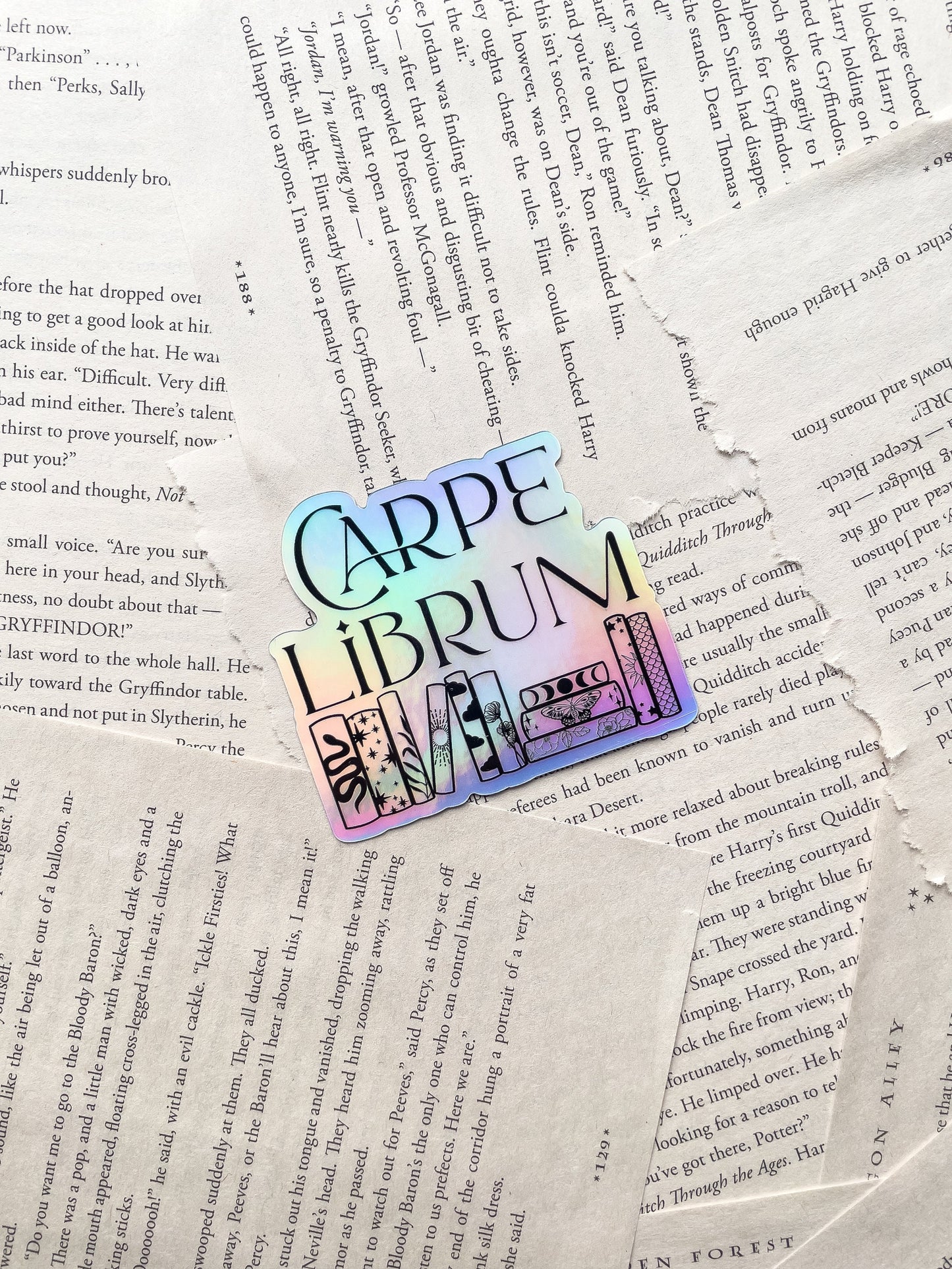 Carpe Librum | Seize the Book | Holographic Waterproof Sticker | Bookish Laptop Water Bottle Sticker | Reader Sticker | 3x2.7