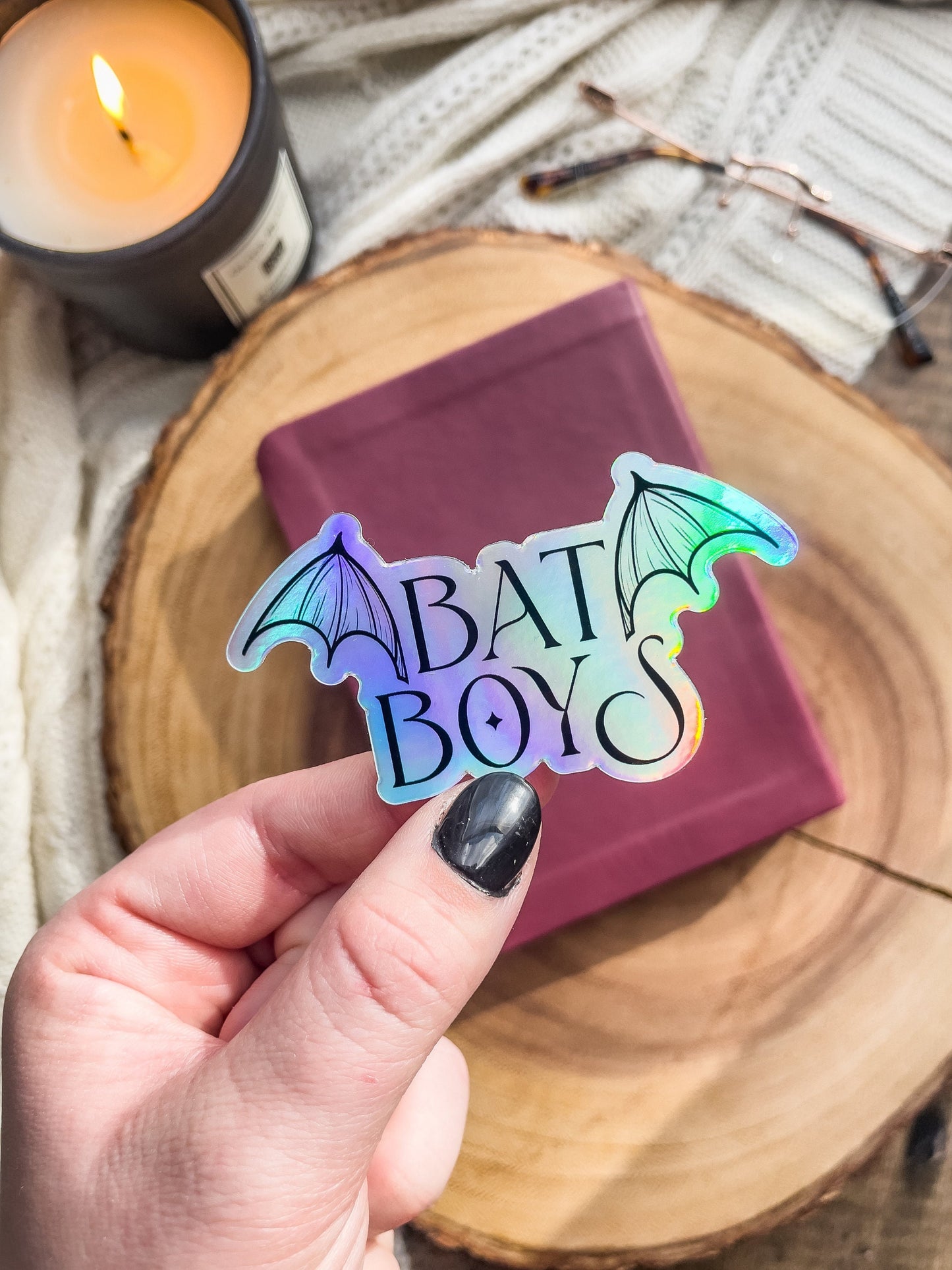 Bat Boys Holographic Waterproof Sticker | A Court of Thorns and Roses | SJM | 3"x1.7"