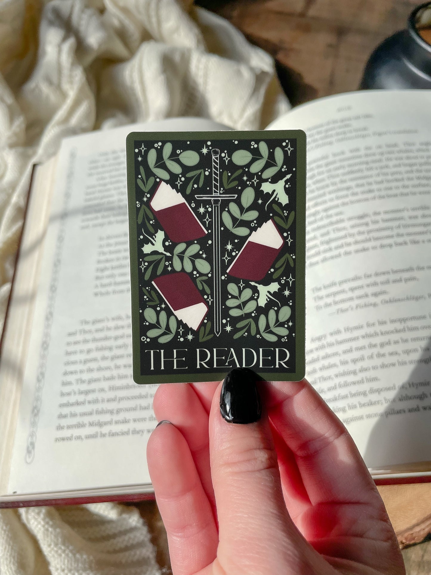 The Reader Sword Heart Tarot Card Waterproof Sticker | 3"x2"