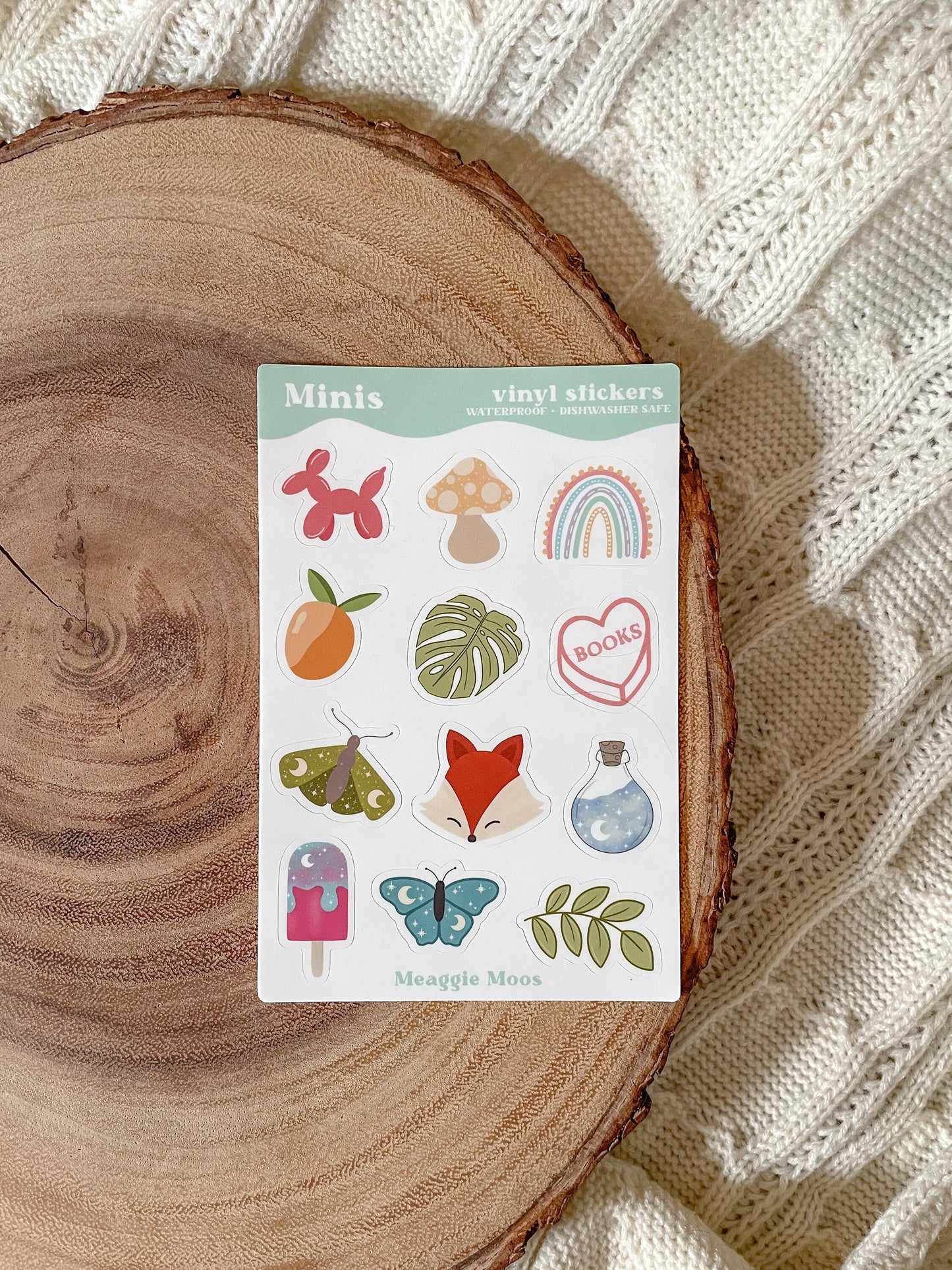 Minis Pastel Sticker Sheet | 12 Stickers | 6"x4"