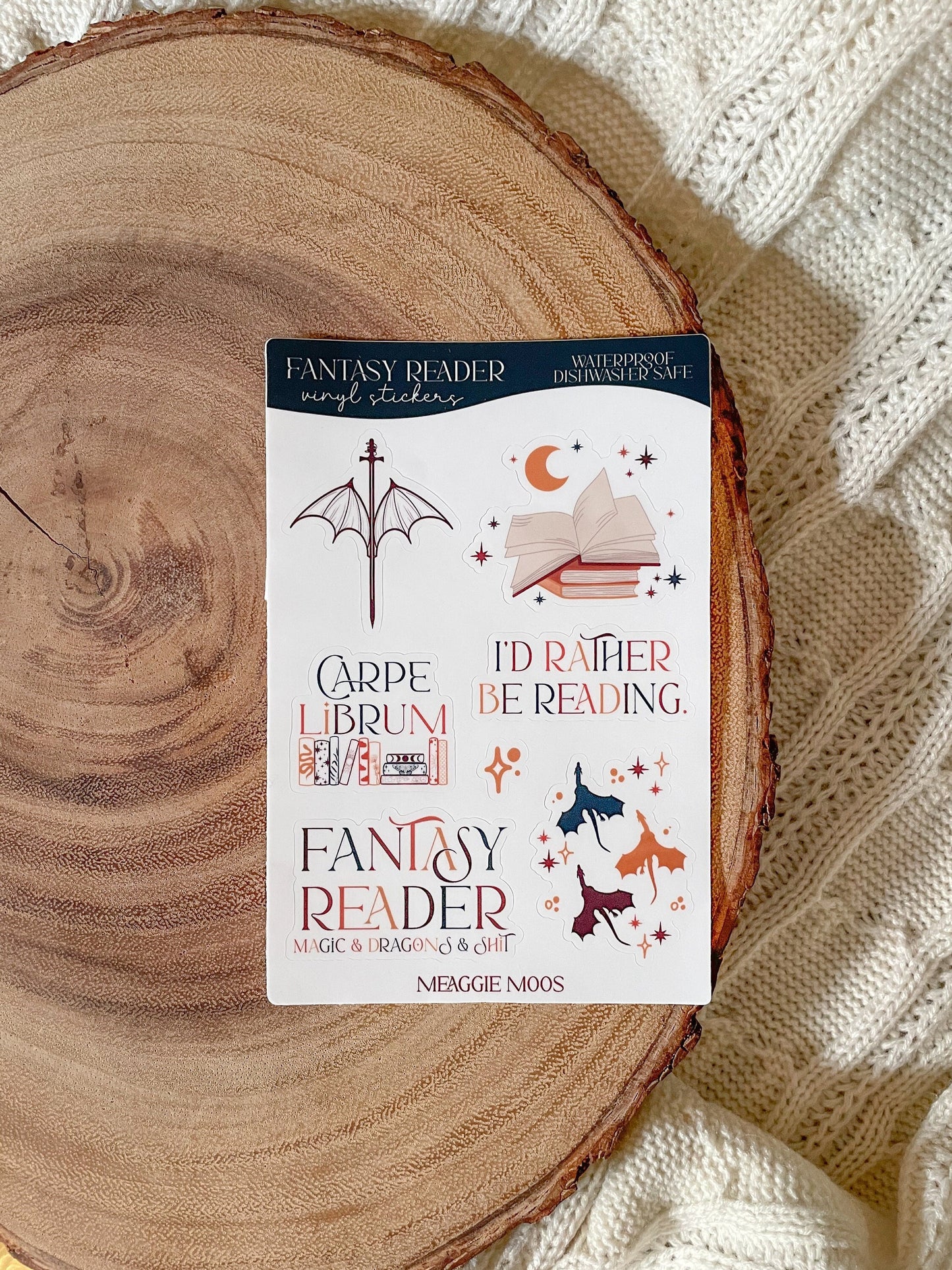 Fantasy Reader Bookish Sticker Sheet | 6 Stickers | 6"x4"