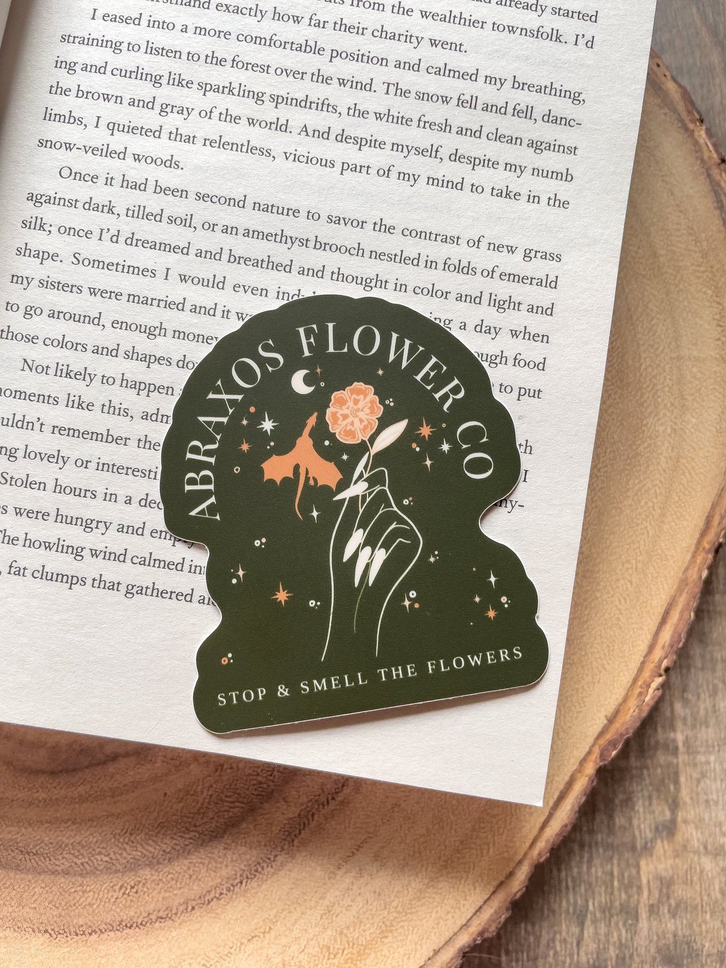 Abraxos Flower Co Waterproof Sticker | Dark Green | Throne of Glass Sticker | SJM | 3"x2.8"