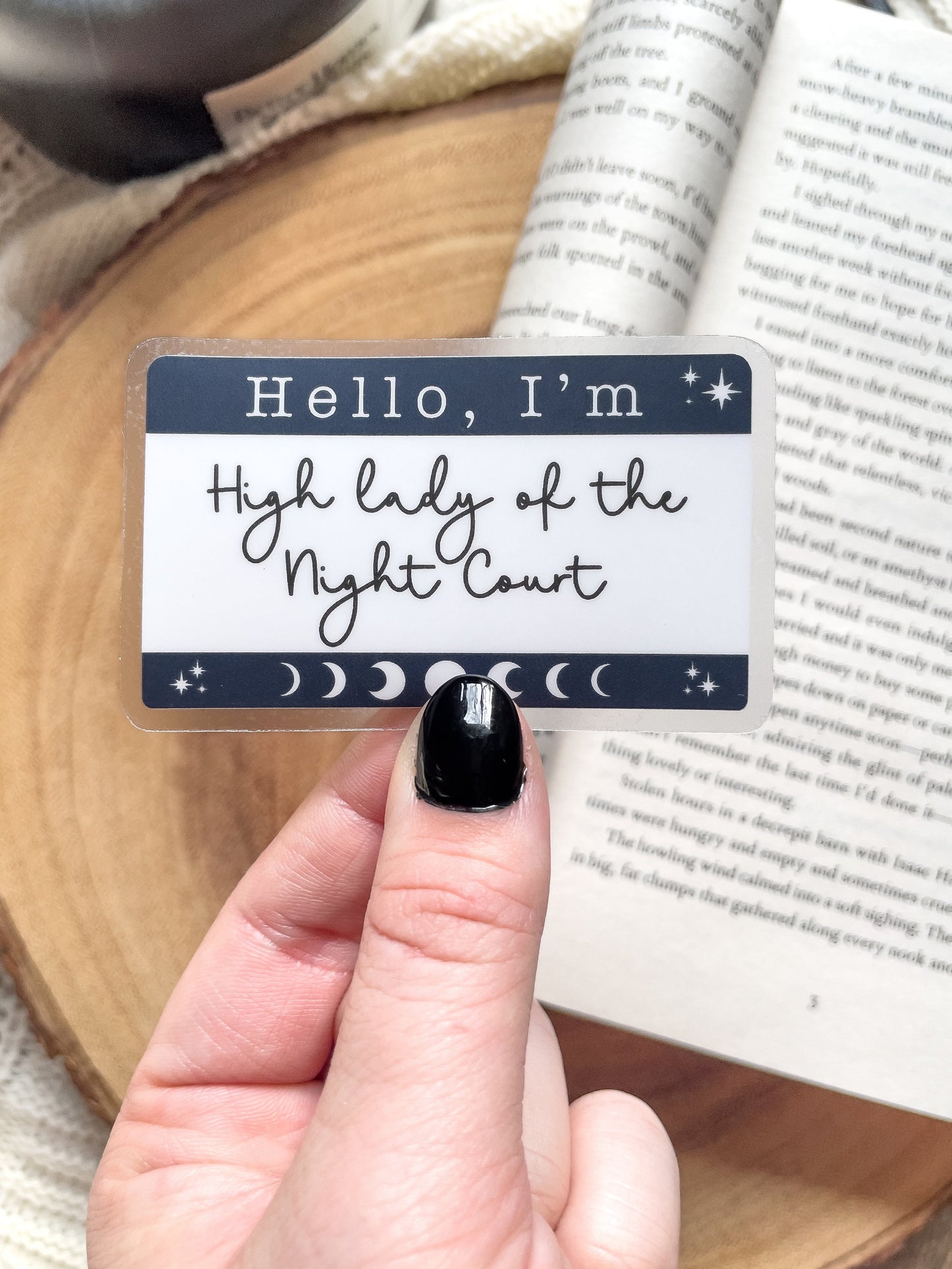 High Lady Of The Night Court Hello I'm Name Tag Waterproof Sticker | A Court of Thorns  and Roses | SJM | 3"x2"