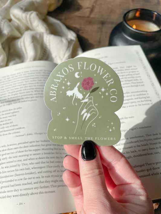 Abraxos Flower Co Waterproof Sticker | Light Green | Throne of Glass Sticker | SJM | 3"x2.8"