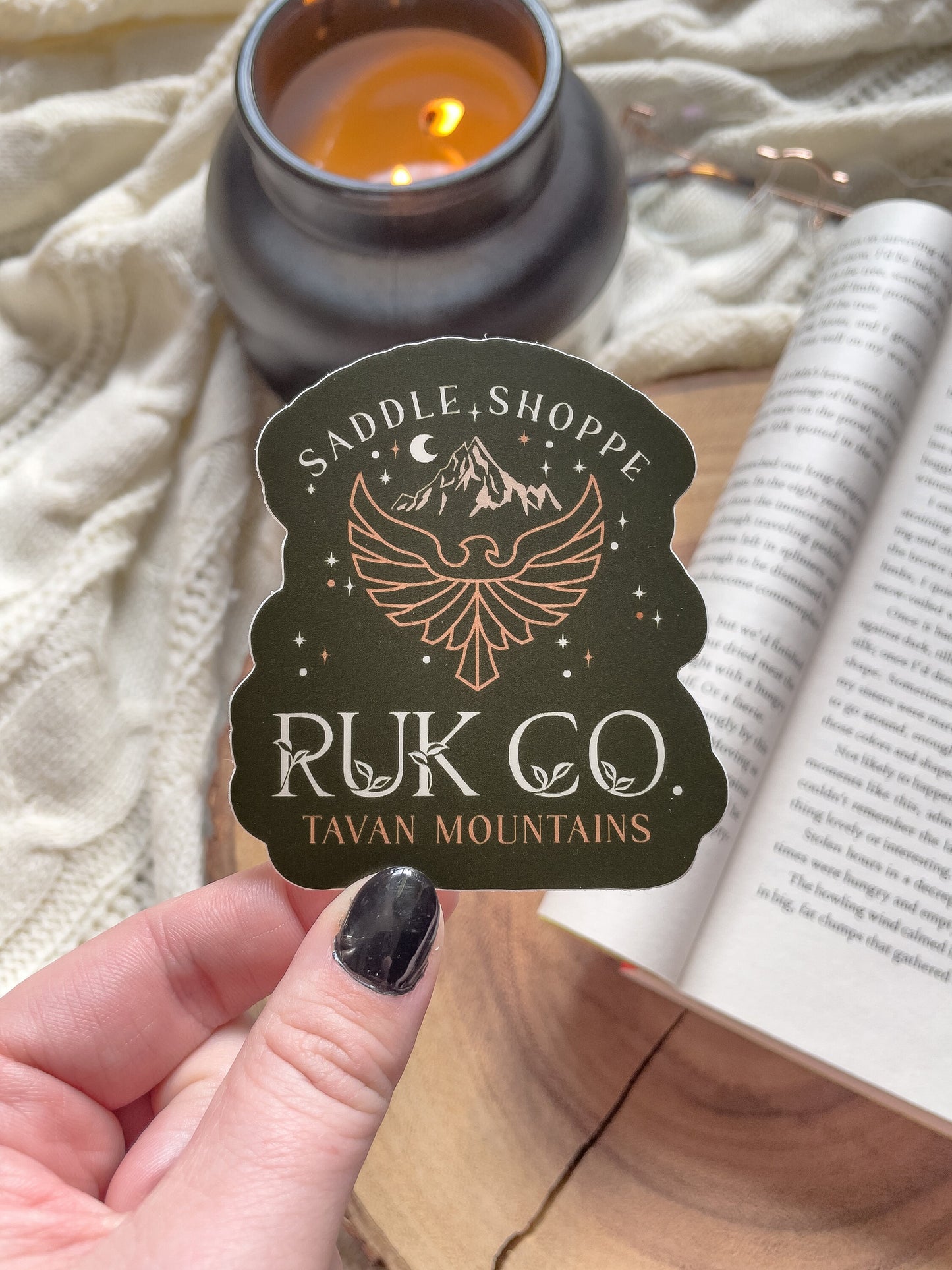 Ruk Saddle Co Waterproof Sticker | Throne of Glass | SJM | 2.7"x3"