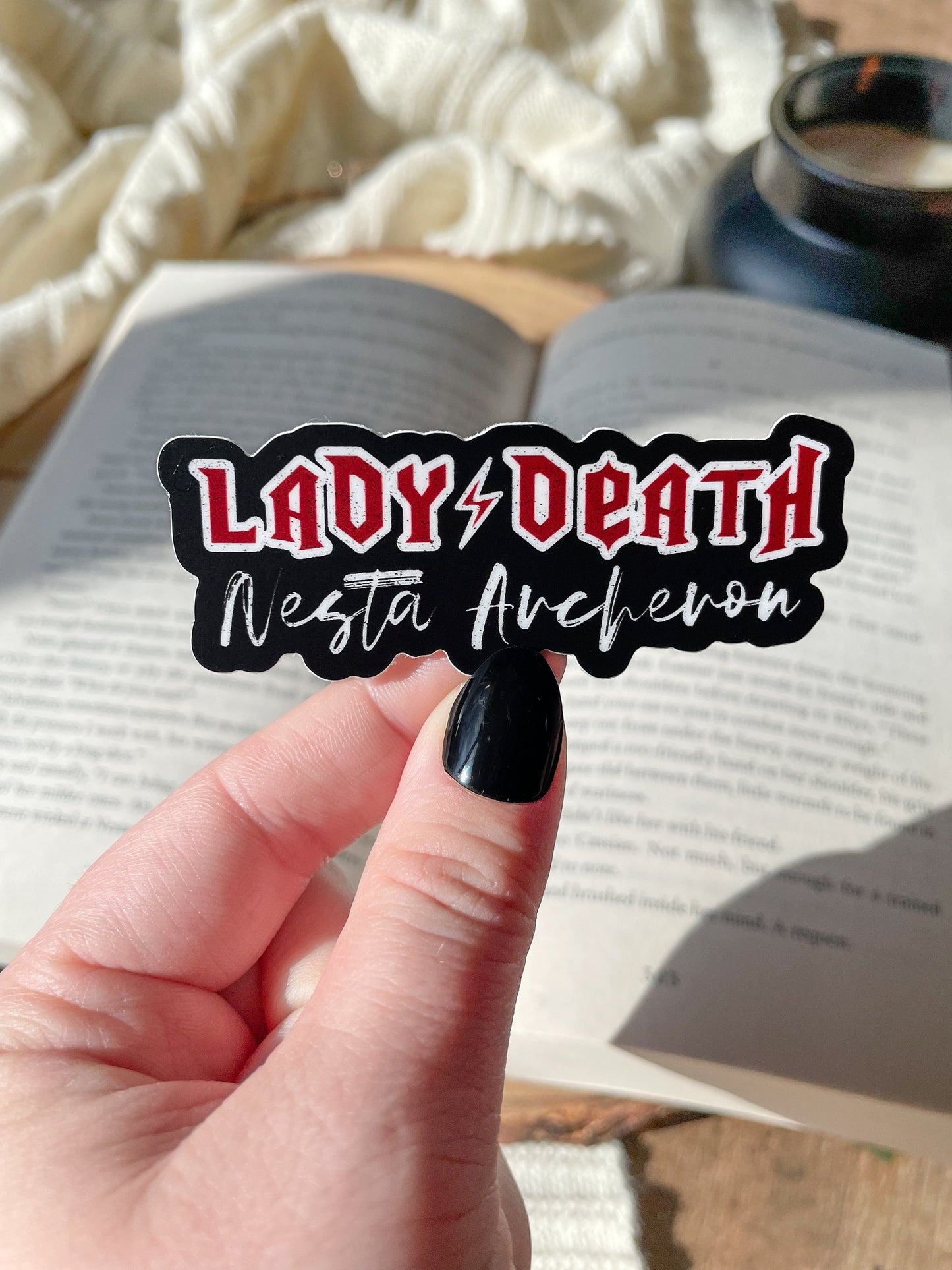 Lady Death Waterproof Sticker | A Court of Thorns  and Roses | SJM |  3" x 1.2"