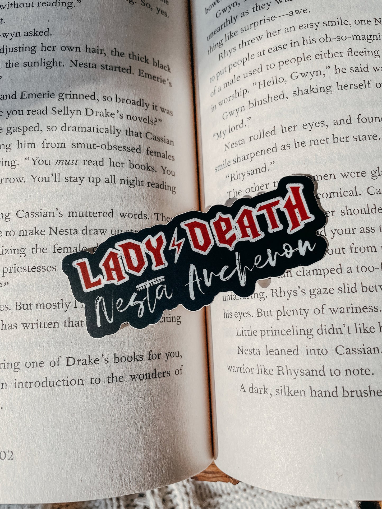 Lady Death Waterproof Sticker | A Court of Thorns  and Roses | SJM |  3" x 1.2"