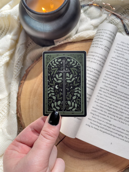 Leafy Sword Tarot Inspired Fantasy Waterproof Sticker | 3"x2"