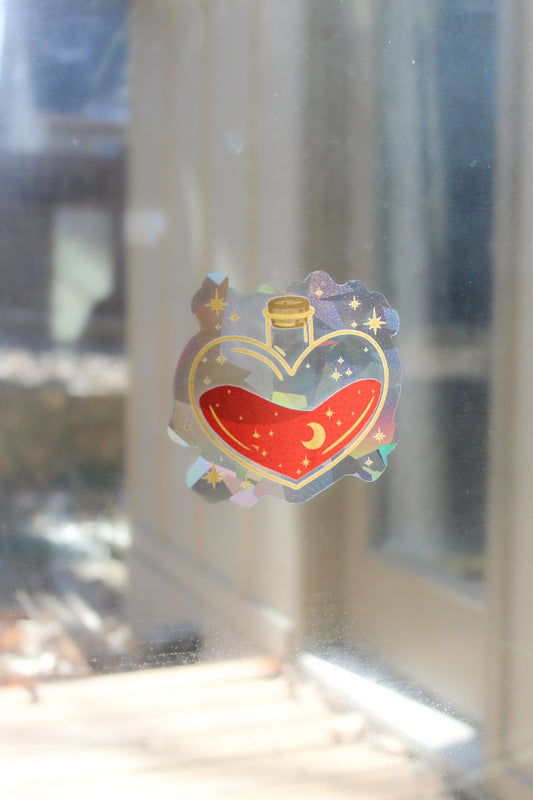 Heart Health Potion Suncatcher Window Sticker | 4"x3.7"