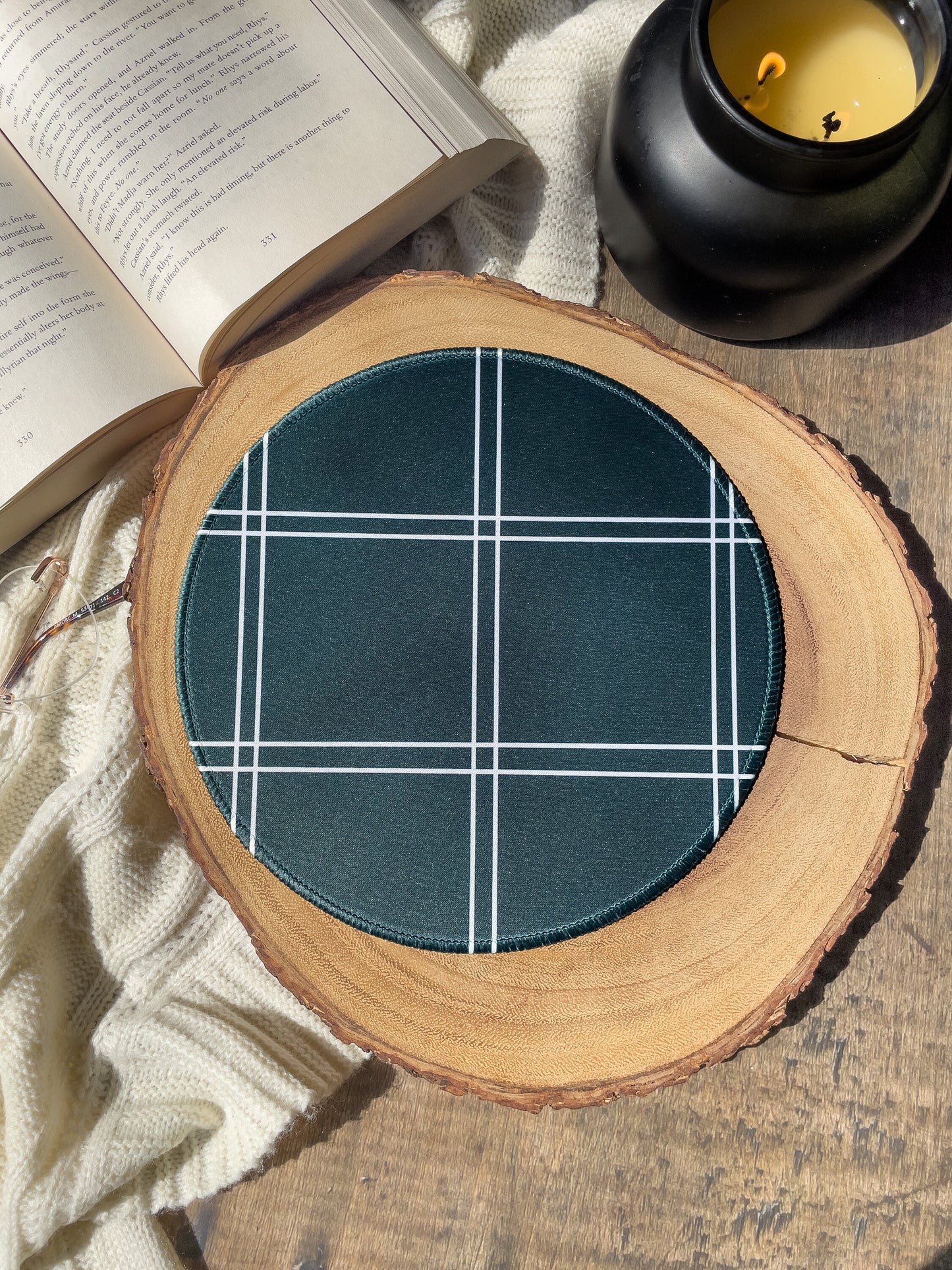 Dark Green Plaid Mousepad