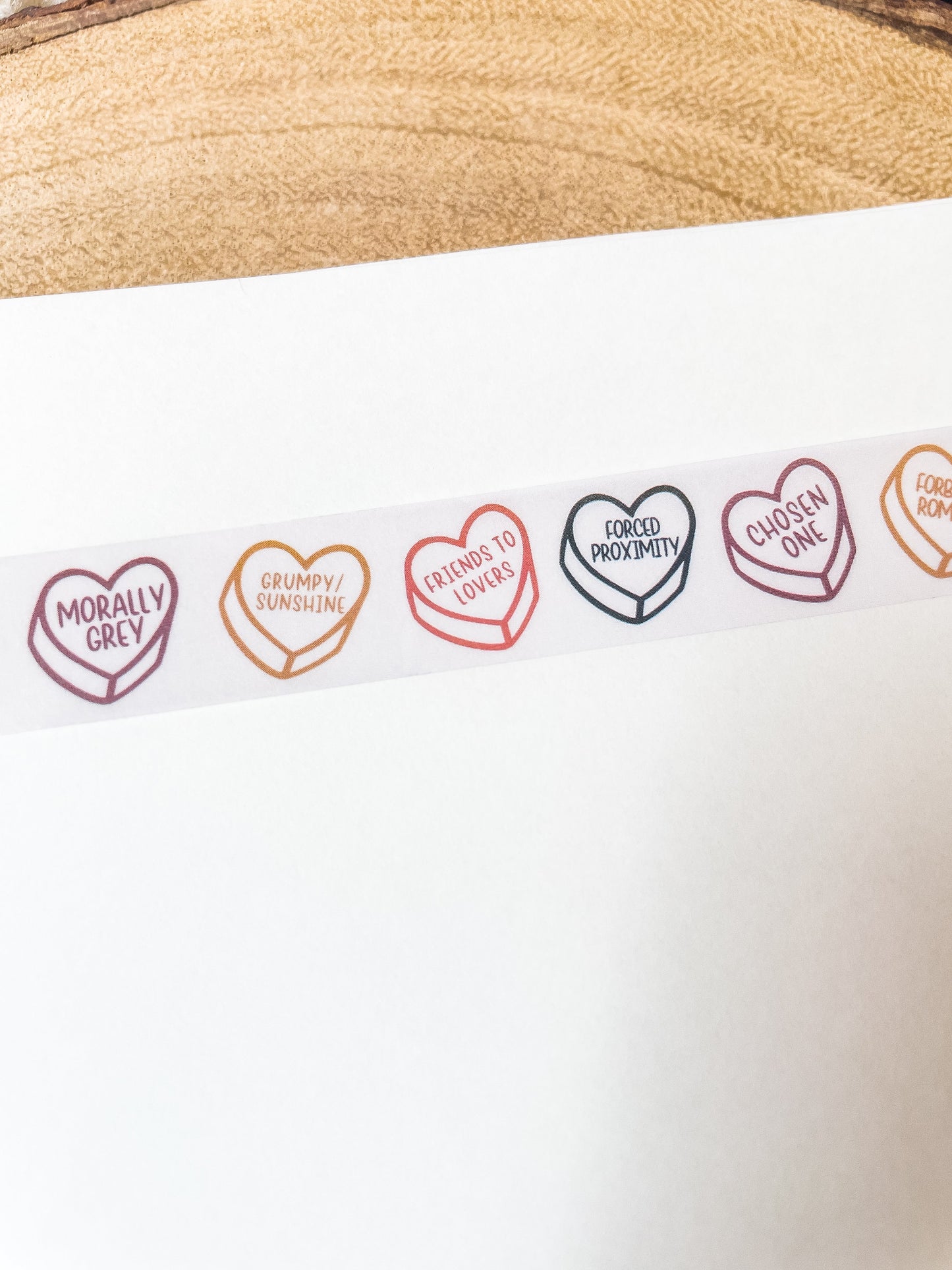 Book Trope Conversation Heart Washi Tape | 15mm Wide by 10m long