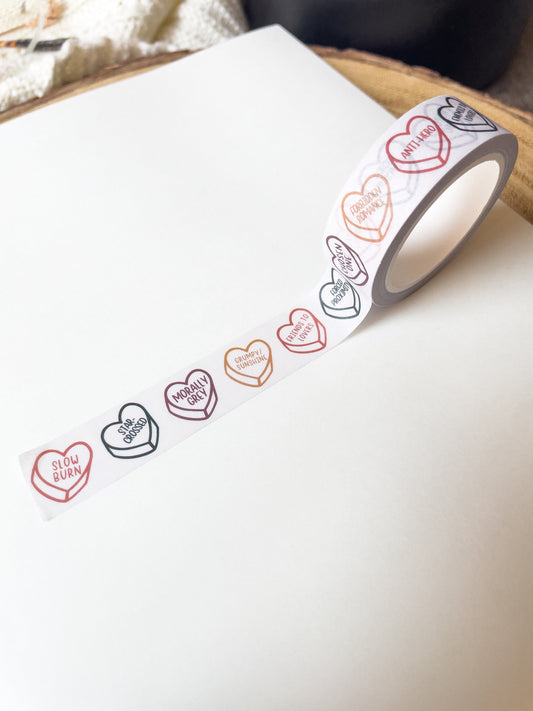 Book Trope Conversation Heart Washi Tape | 15mm Wide by 10m long