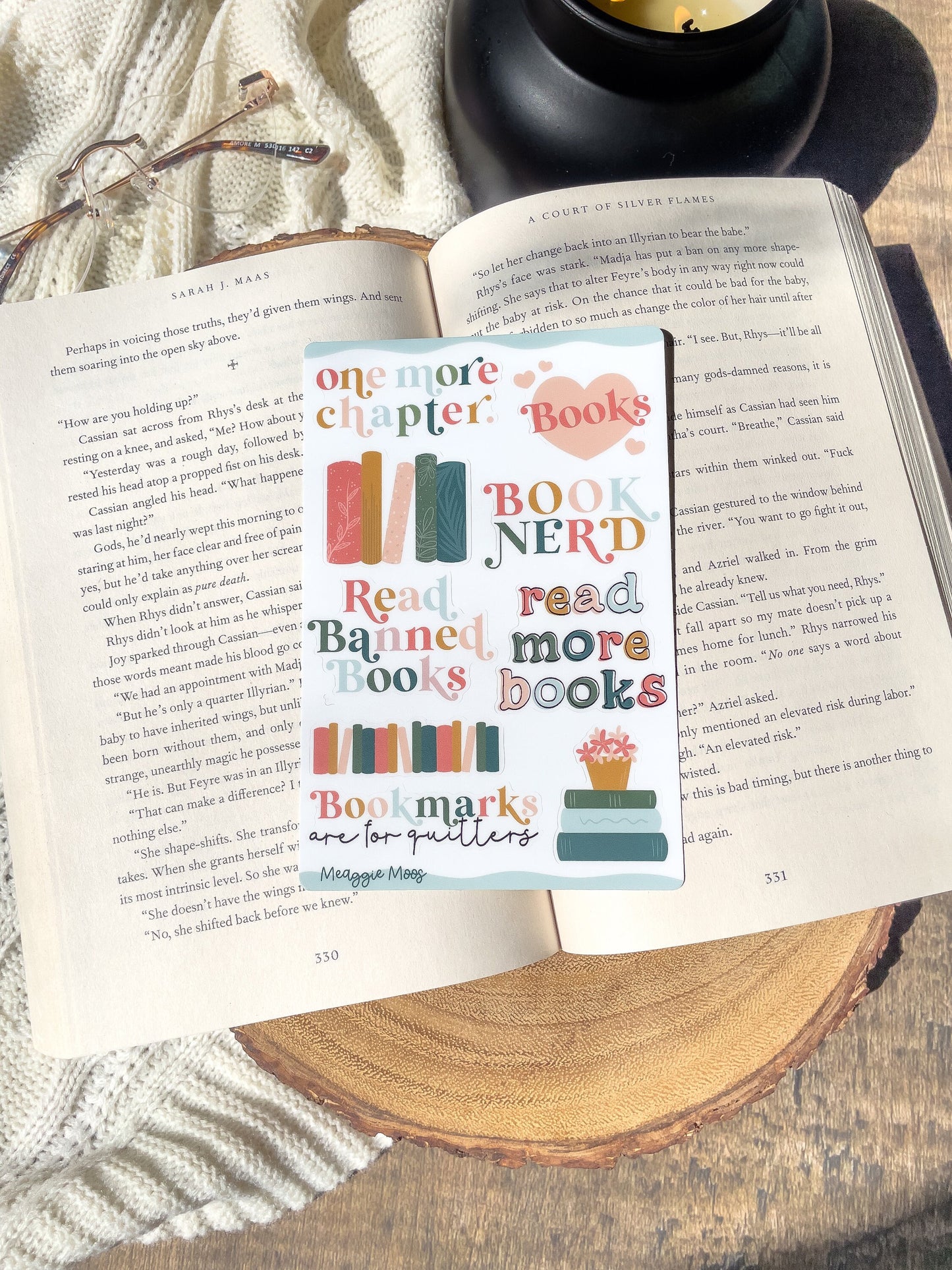 Book Nerd Sticker Sheet | 9 Stickers | 6"x4"