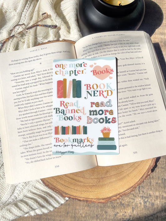 Book Nerd Sticker Sheet | 9 Stickers | 6"x4"