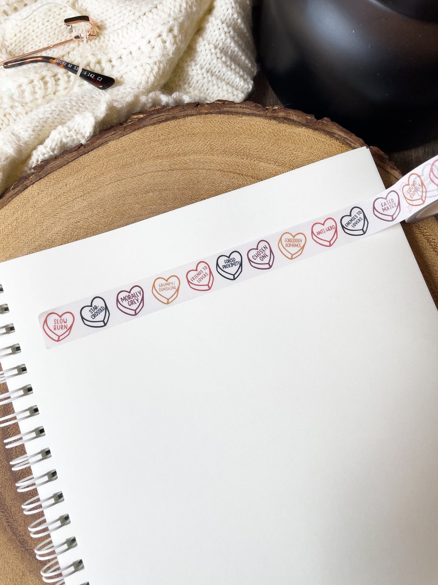 Book Trope Conversation Heart Washi Tape | 15mm Wide by 10m long