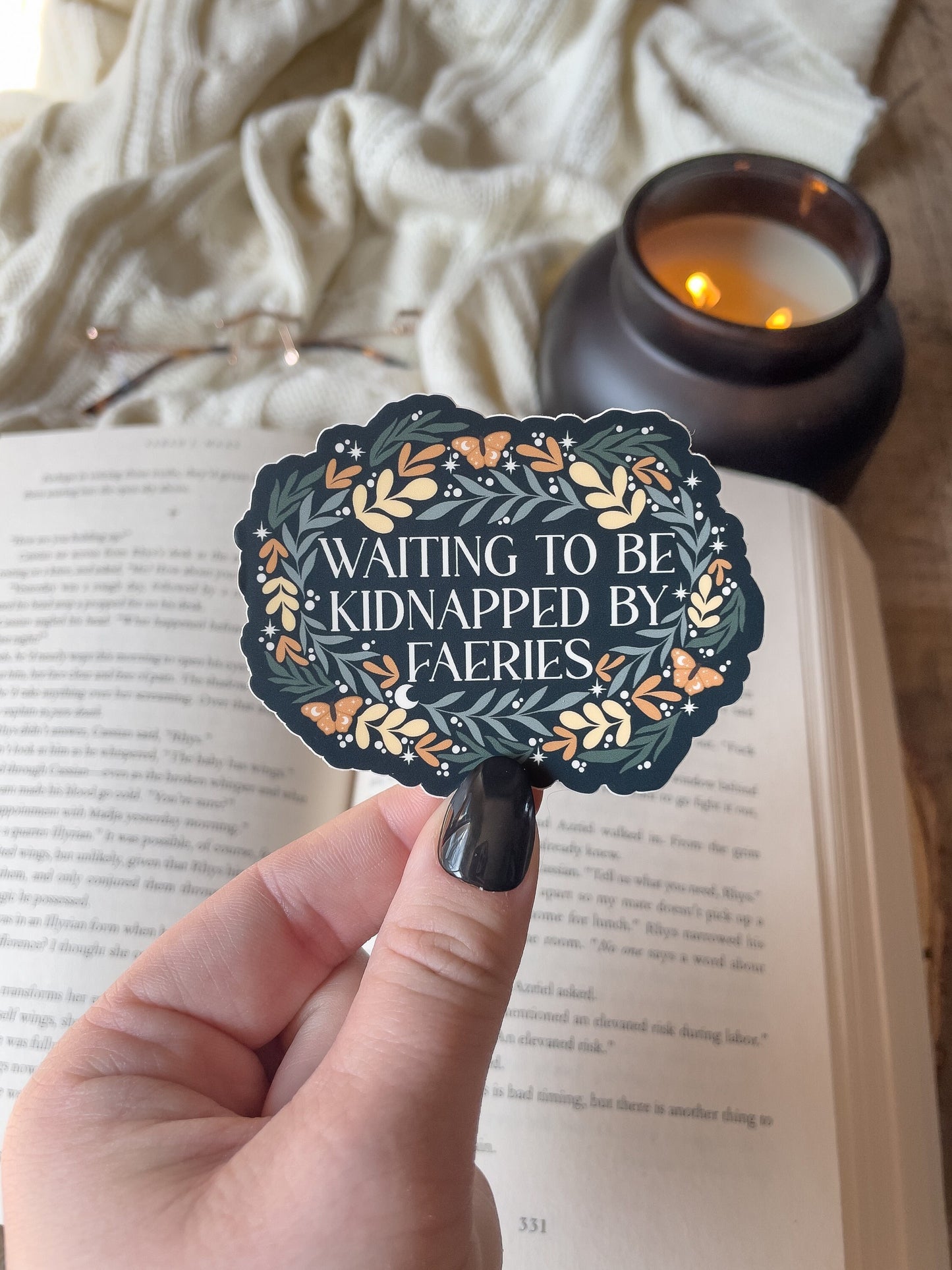 Waiting To Be Kidnapped By Faeries Waterproof Sticker | 3”x2.3”