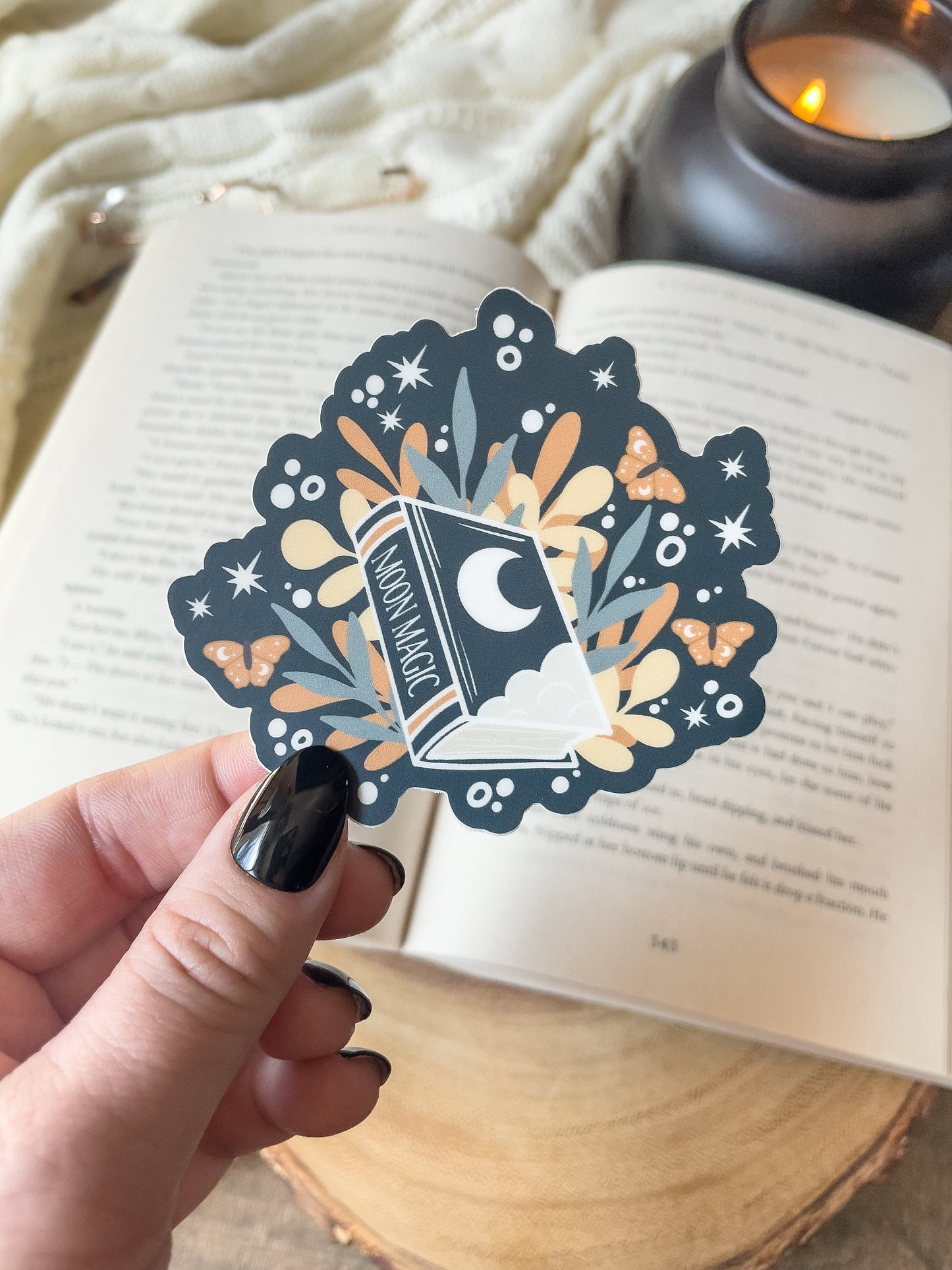 Moon Magic Floral Book Waterproof Sticker | 3”x2.9”