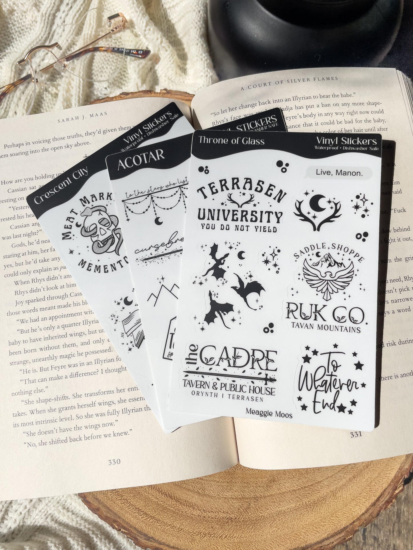 Throne of Glass Bookish Sticker Sheet | SJM | 13 Stickers | 6"x4"