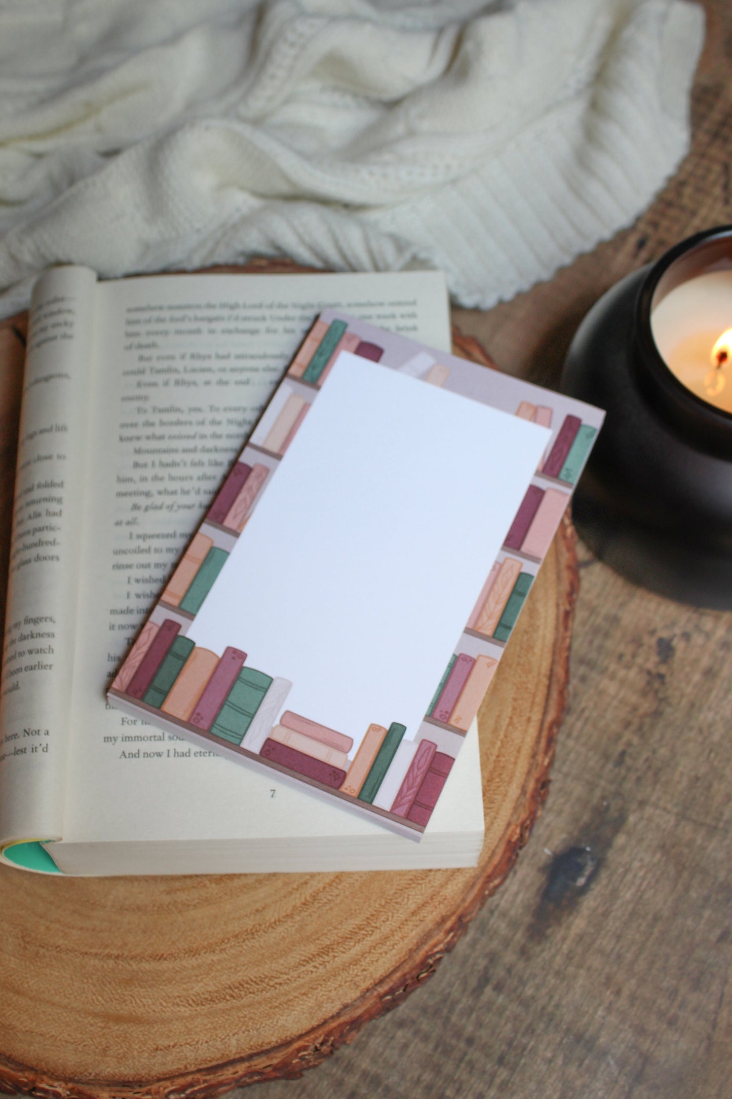 Cozy Autumn Bookshelf Notepad | 4"x6" | Book Notes | Bullet Journal Pages | Bookish Gift | Book Lover Notepad | Reader Stationery