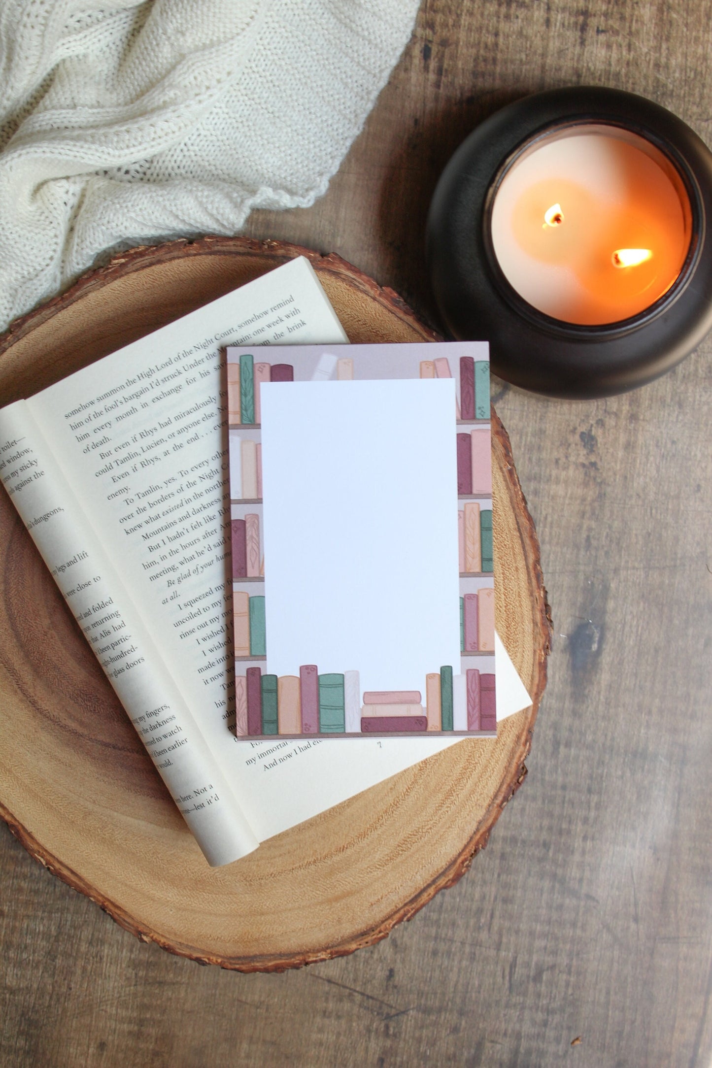 Cozy Autumn Bookshelf Notepad | 4"x6" | Book Notes | Bullet Journal Pages | Bookish Gift | Book Lover Notepad | Reader Stationery