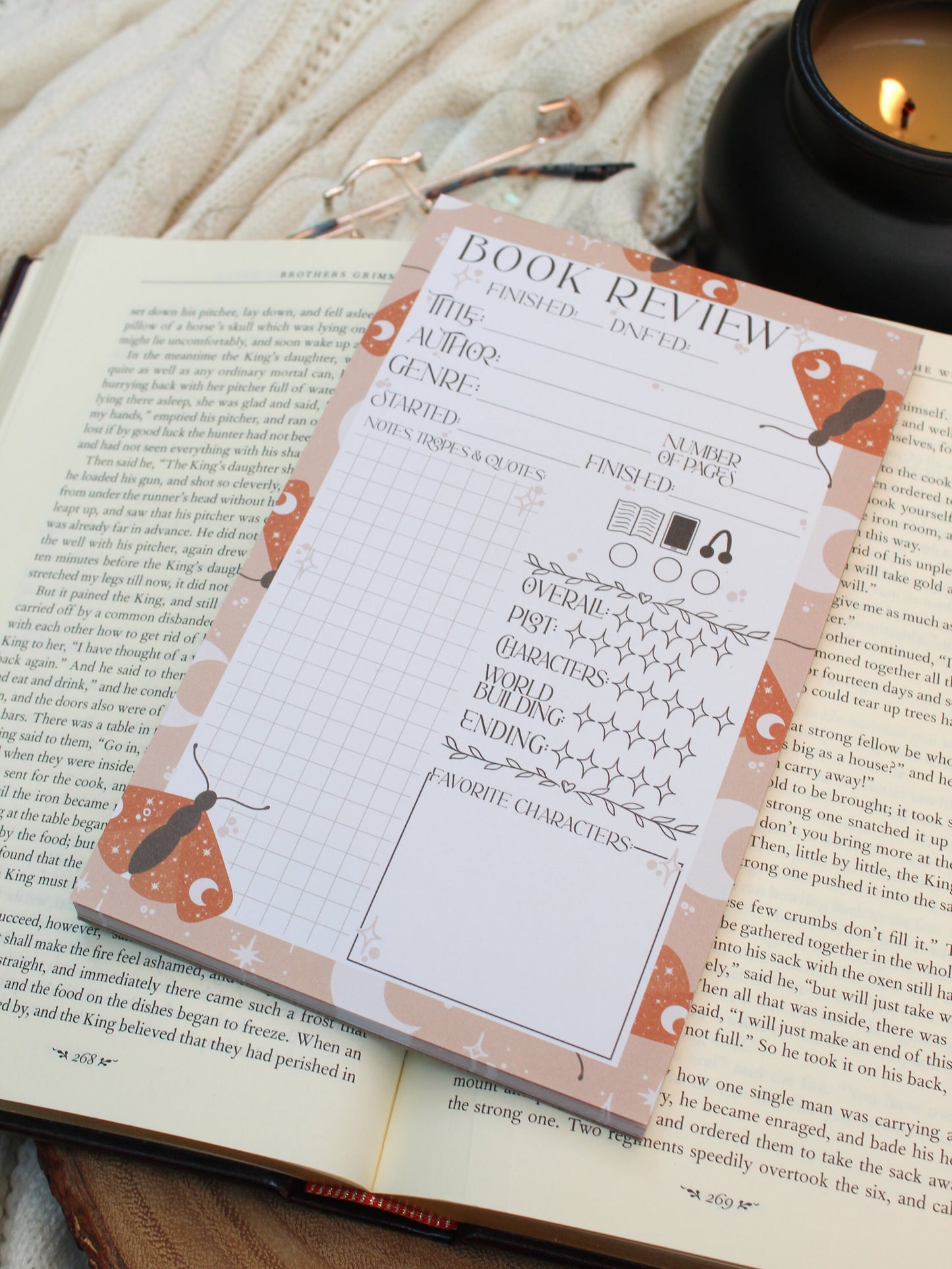 Book Review Notepad Celestial Moths | 5"x8"