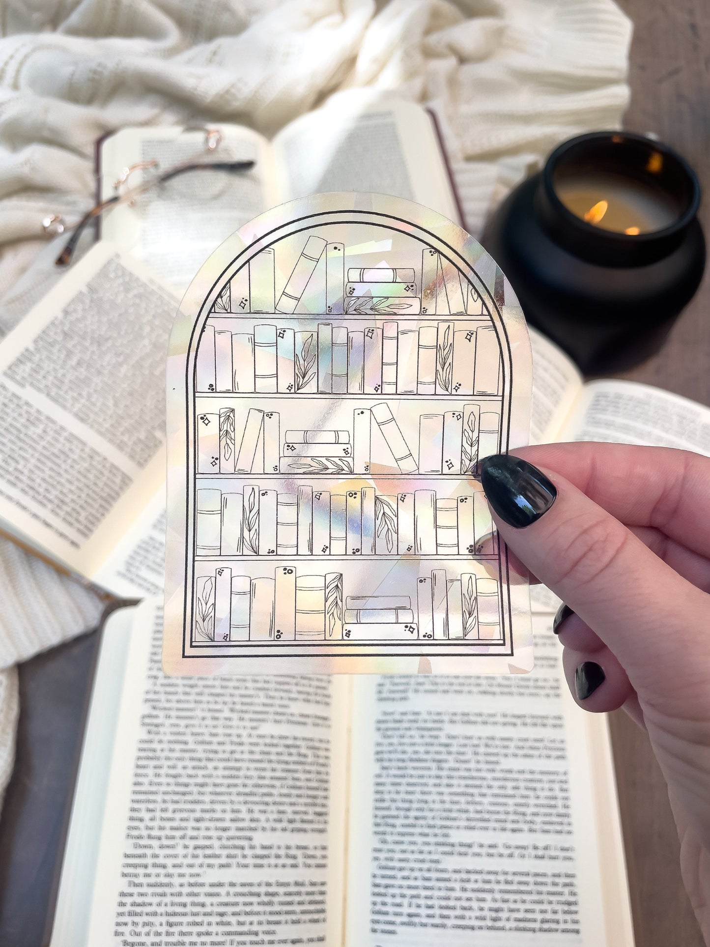 Magical Bookshelf Suncatcher Window Sticker | 4"x3.1"