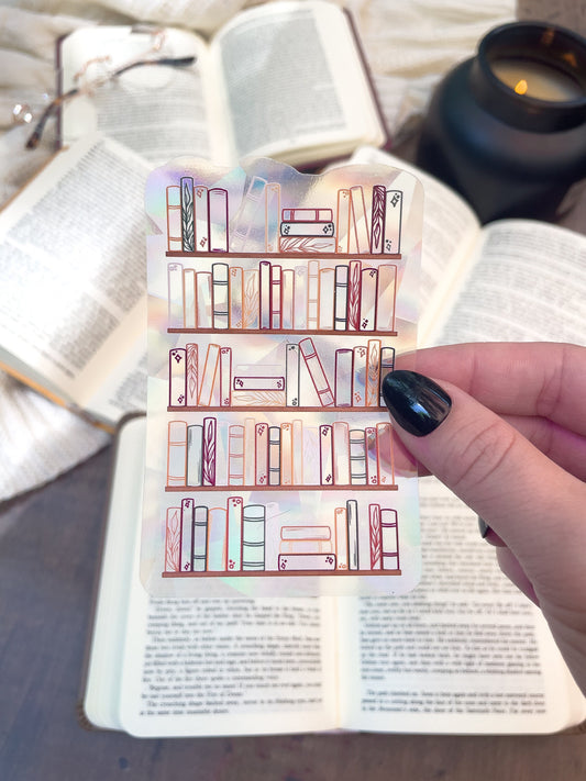 Cozy Bookshelf Suncatcher Window Sticker | 4"x2.6"