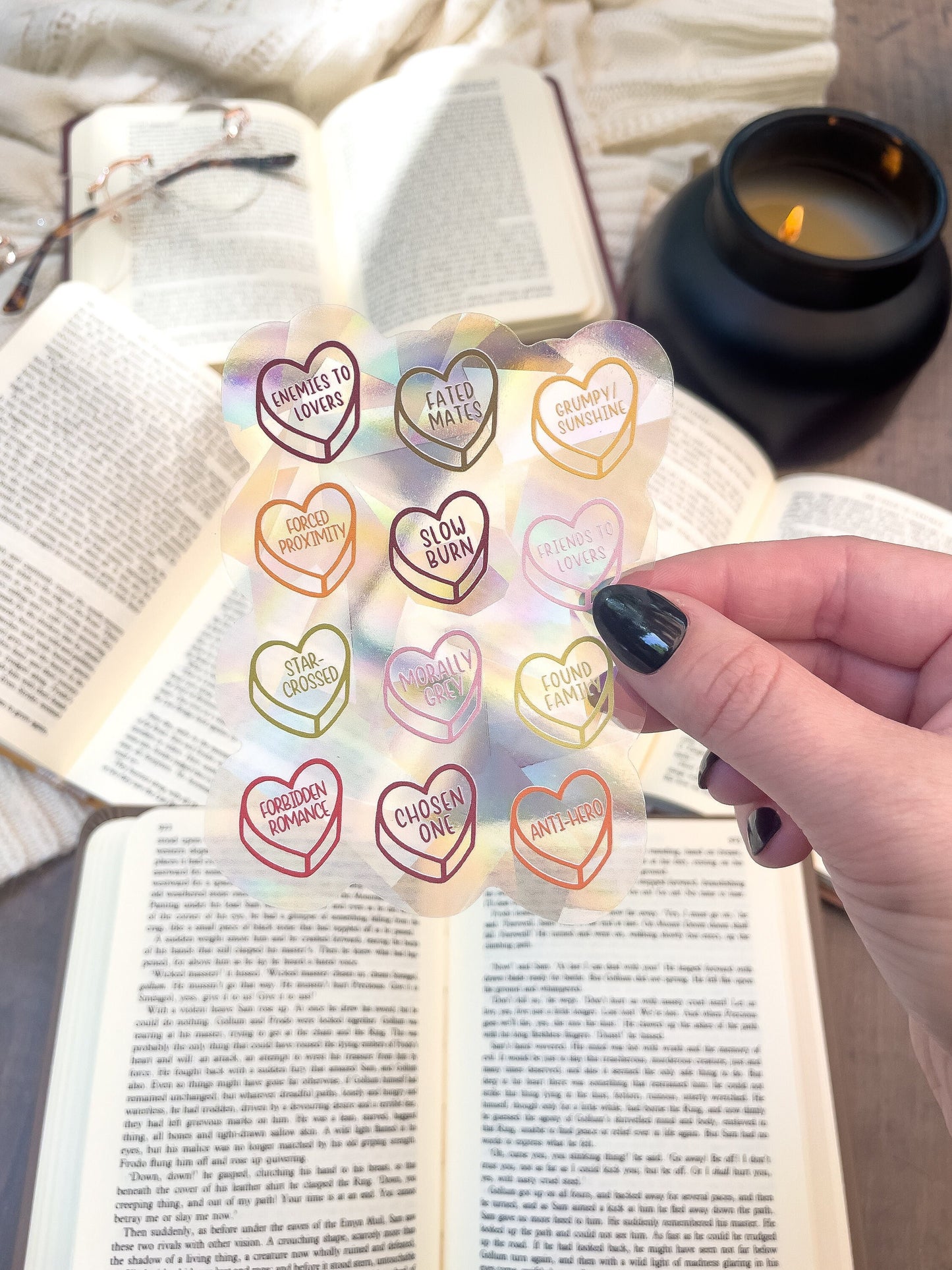 Book Trope Heart Suncatcher Window Sticker | 4"x3"