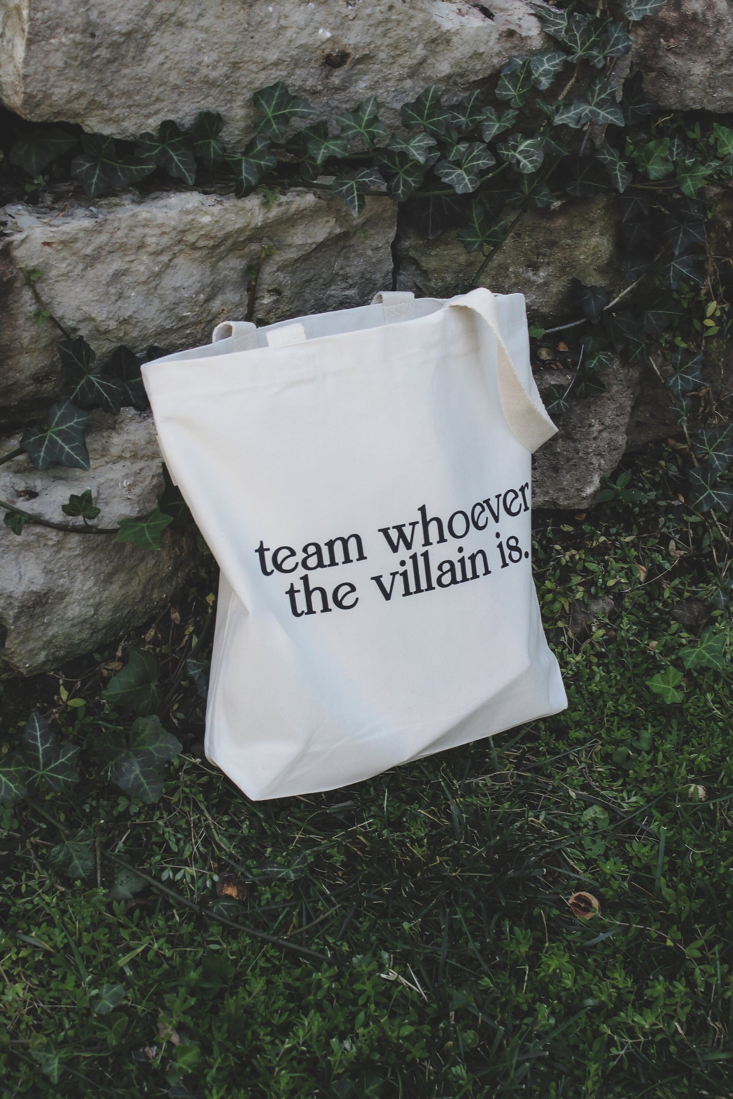 Team Whoever The Villain is Organic Cotton Canvas Tote Bag with Gusset | 12 OZ | 14.5"x14"x3