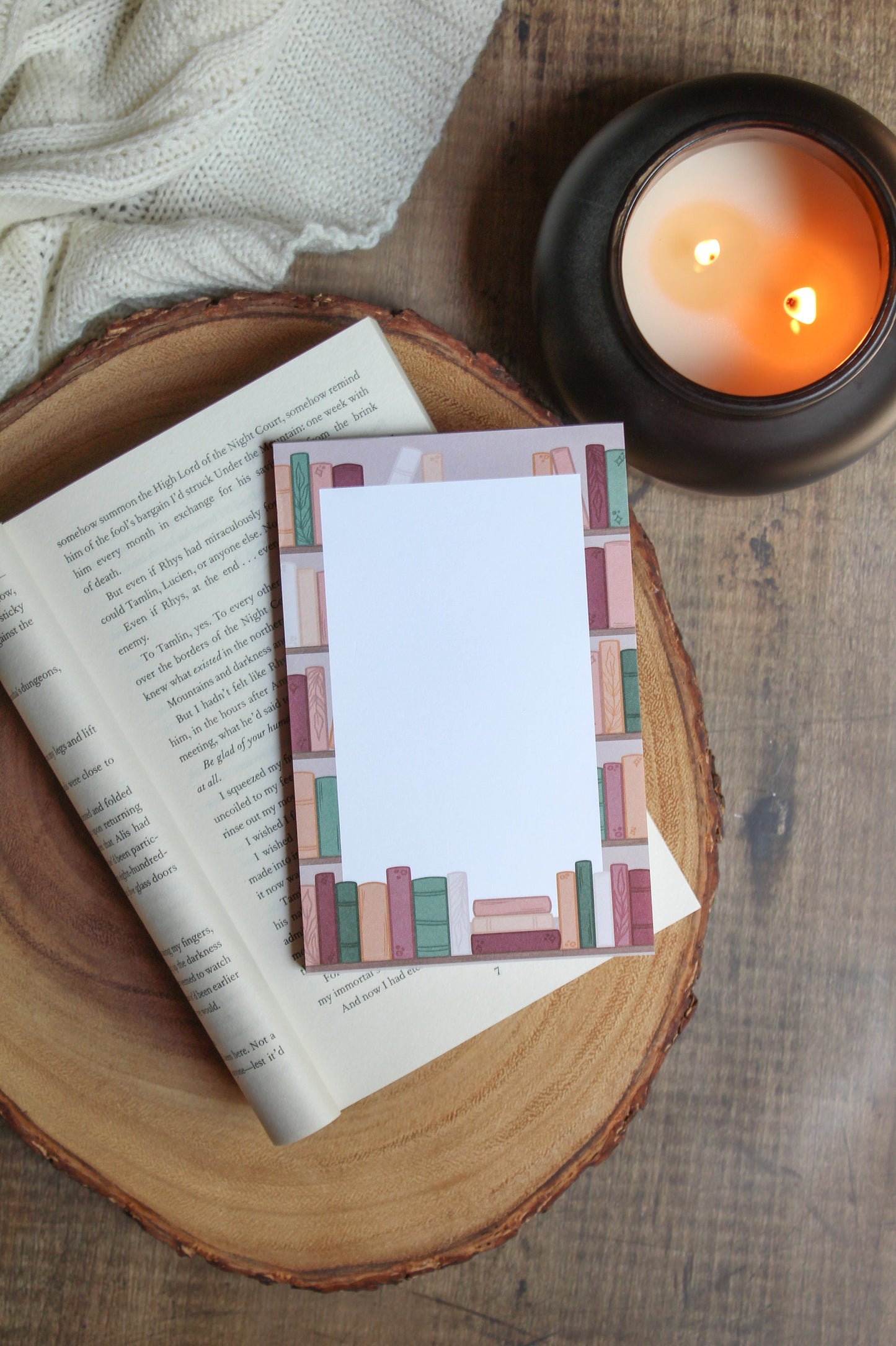 Cozy Autumn Bookshelf Notepad | 4"x6" | Book Notes | Bullet Journal Pages | Bookish Gift | Book Lover Notepad | Reader Stationery