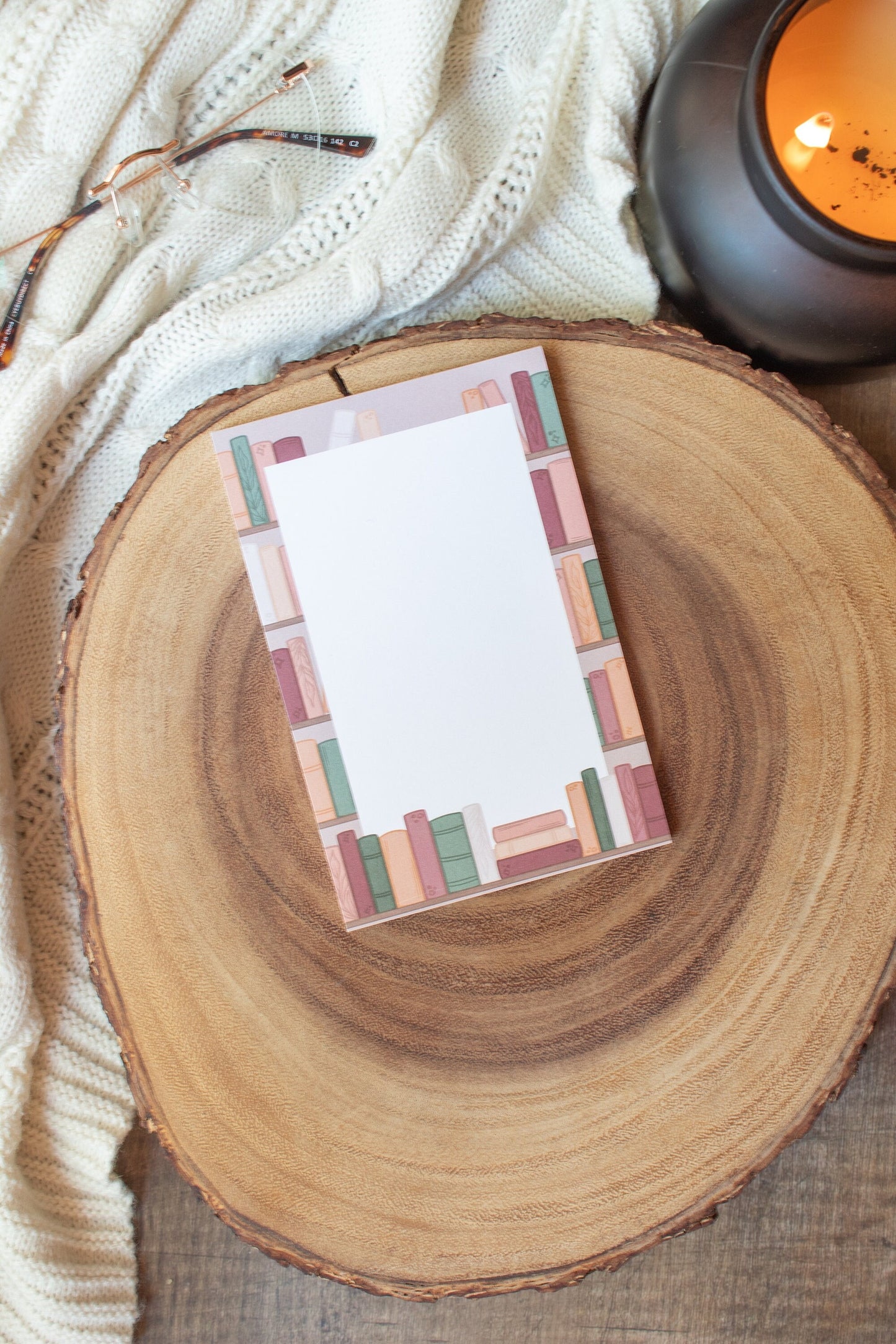 Cozy Autumn Bookshelf Notepad | 4"x6" | Book Notes | Bullet Journal Pages | Bookish Gift | Book Lover Notepad | Reader Stationery