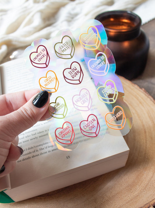 Book Trope Heart Suncatcher Window Sticker | 4"x3"