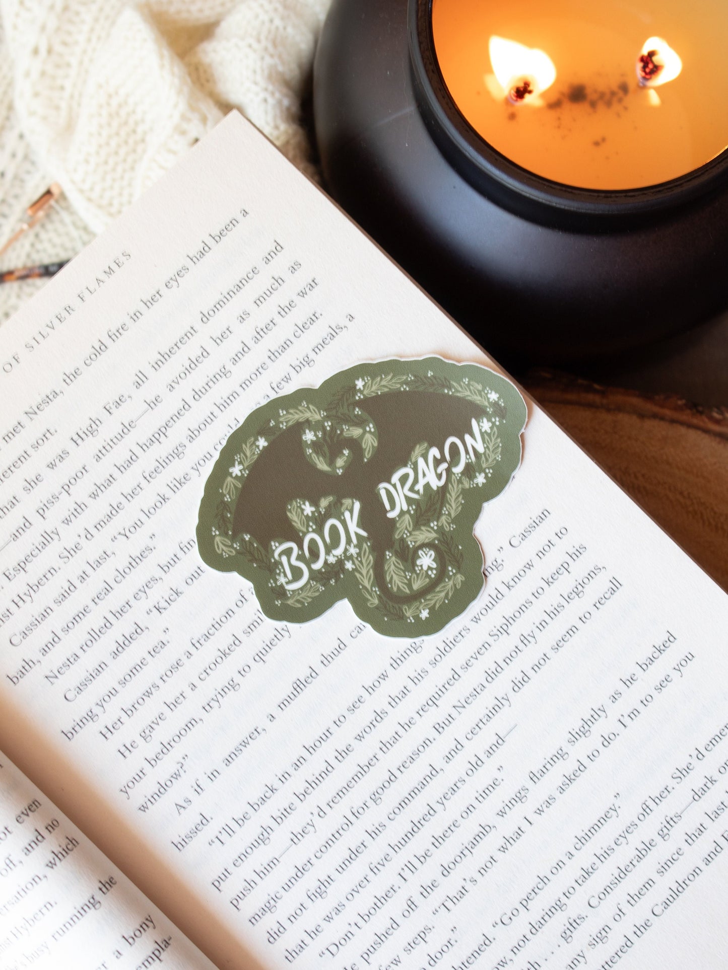 Book Dragon Sticker | Green | 3x2.4