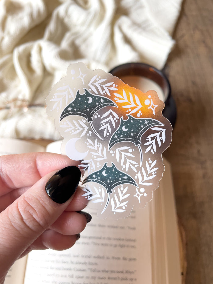 Celestial Triple Stingray Waterproof Sticker | 3"x2.2"