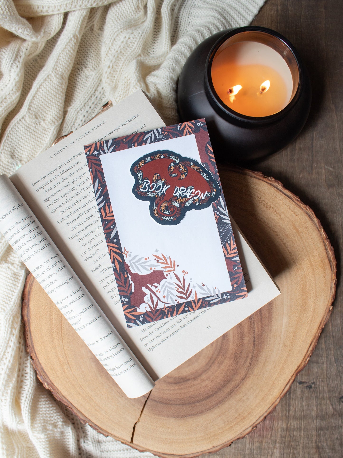 Book Dragon Notepad | 4"x6" | Navy, Red, and Orange