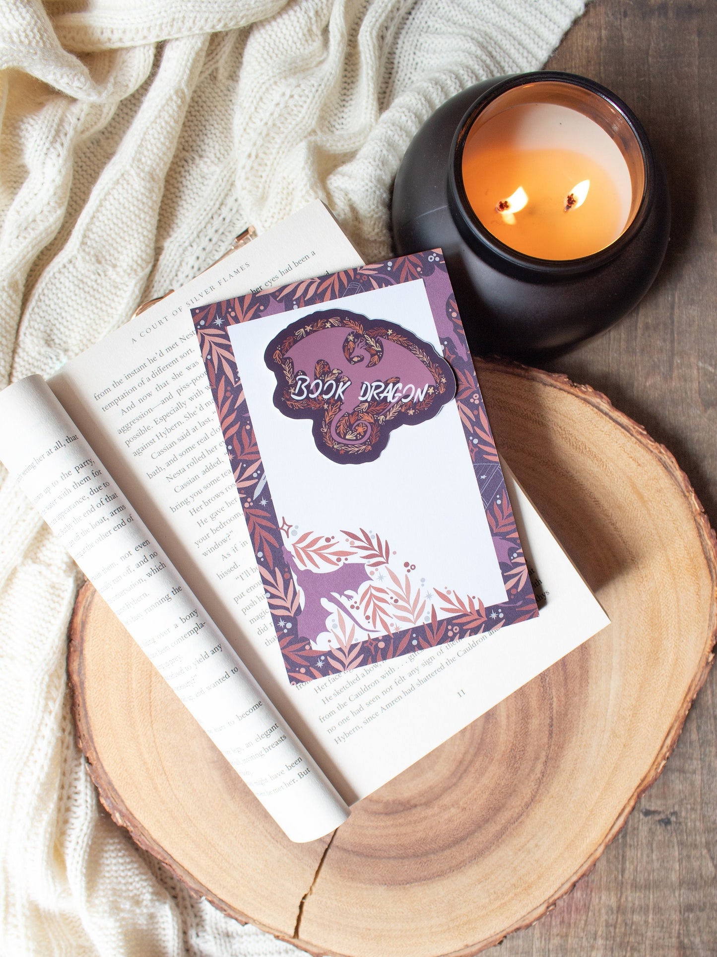 Book Dragon Sticker | Purple and Orange | 3x2.4