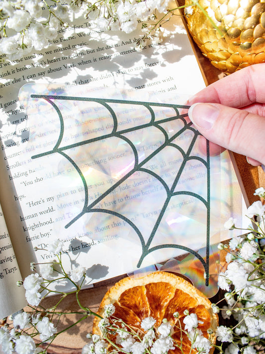 Spooky Spider Web Suncatcher Window Sticker | 4"x4"