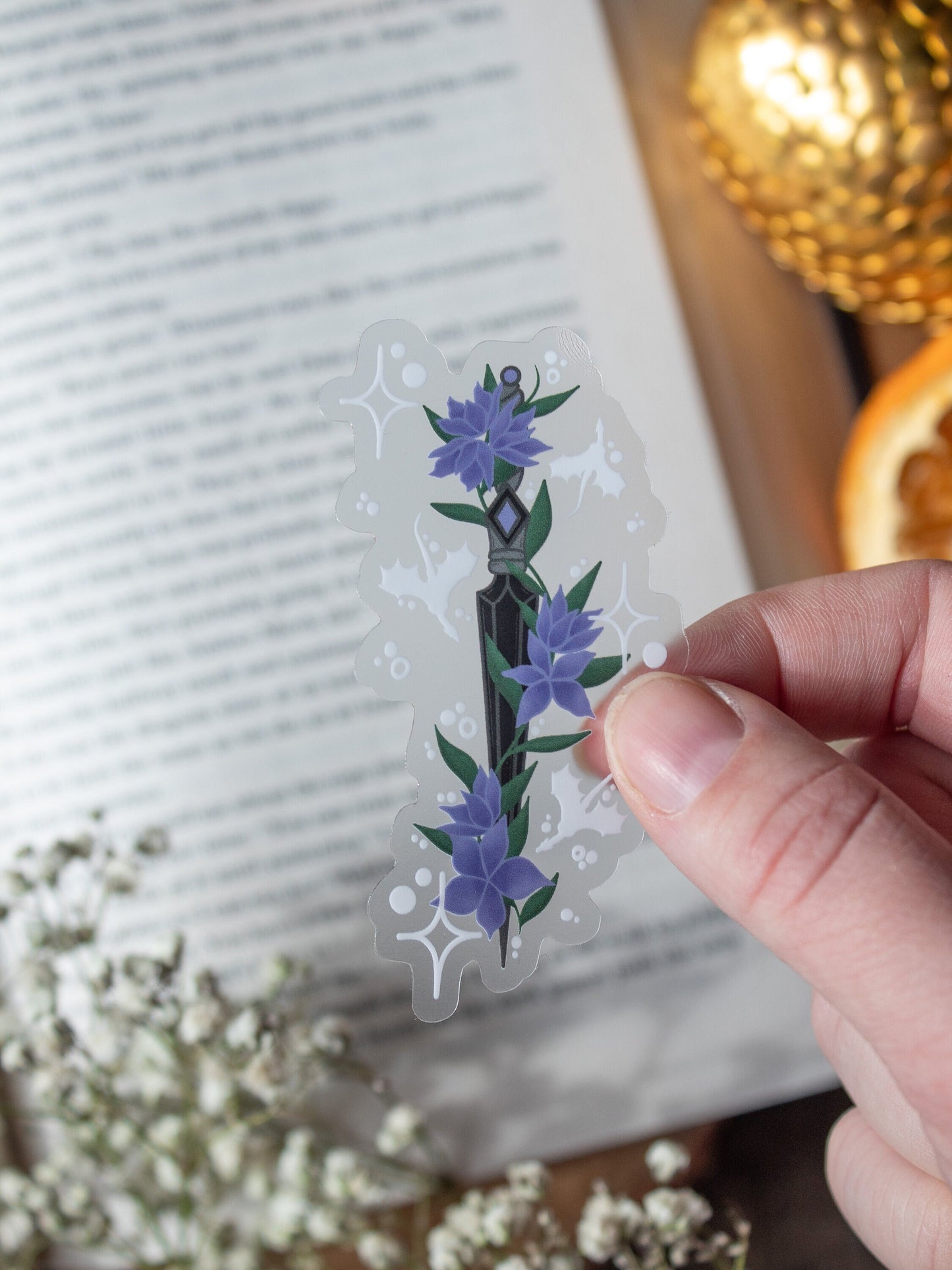 Violets Silver Dagger Waterproof Sticker | Fourth Wing | 3”x1.6"