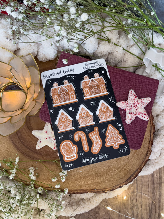 Gingerbread Cookies Sticker Sheet | 9 Stickers | 6"x4"