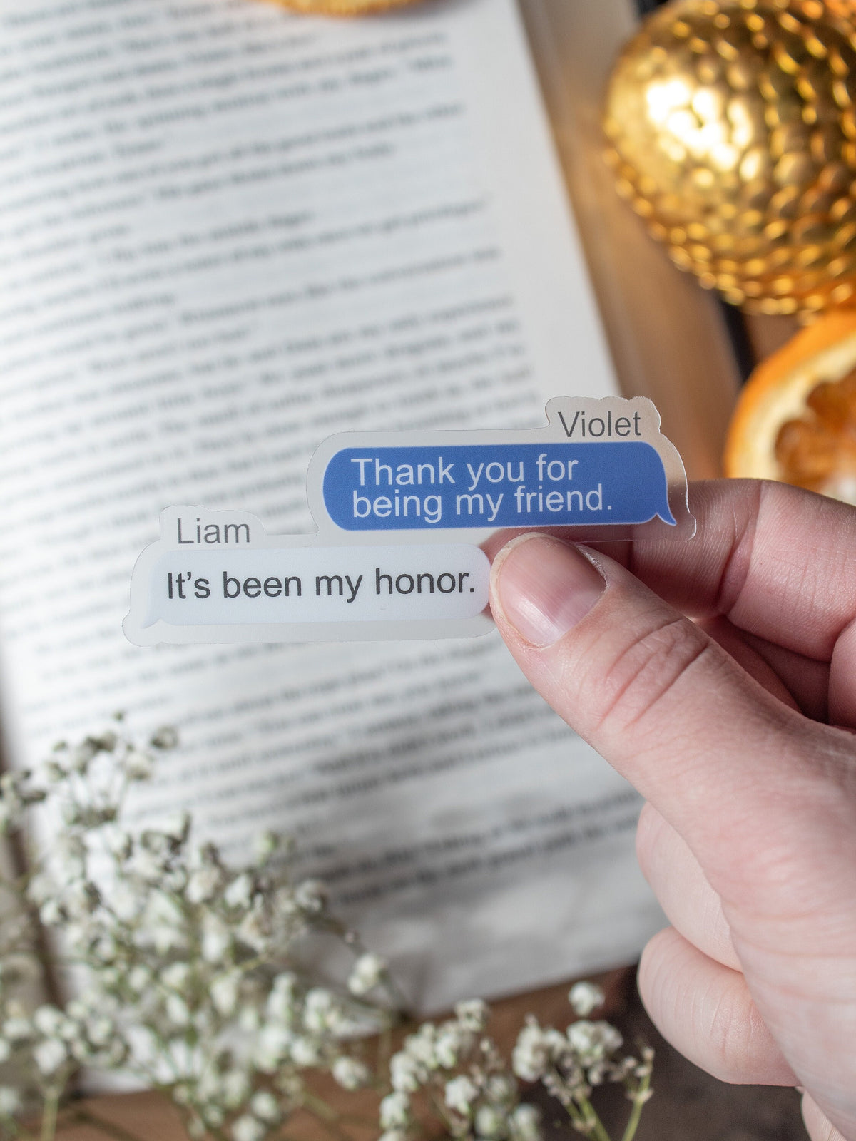 Fourth Wing | Liam Violet Text Exchange Waterproof Sticker