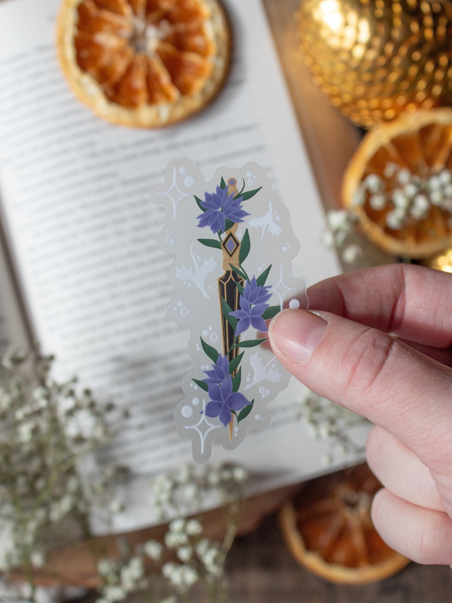 Violets Dagger Gold Waterproof Sticker | Fourth Wing | 3”x1.6"