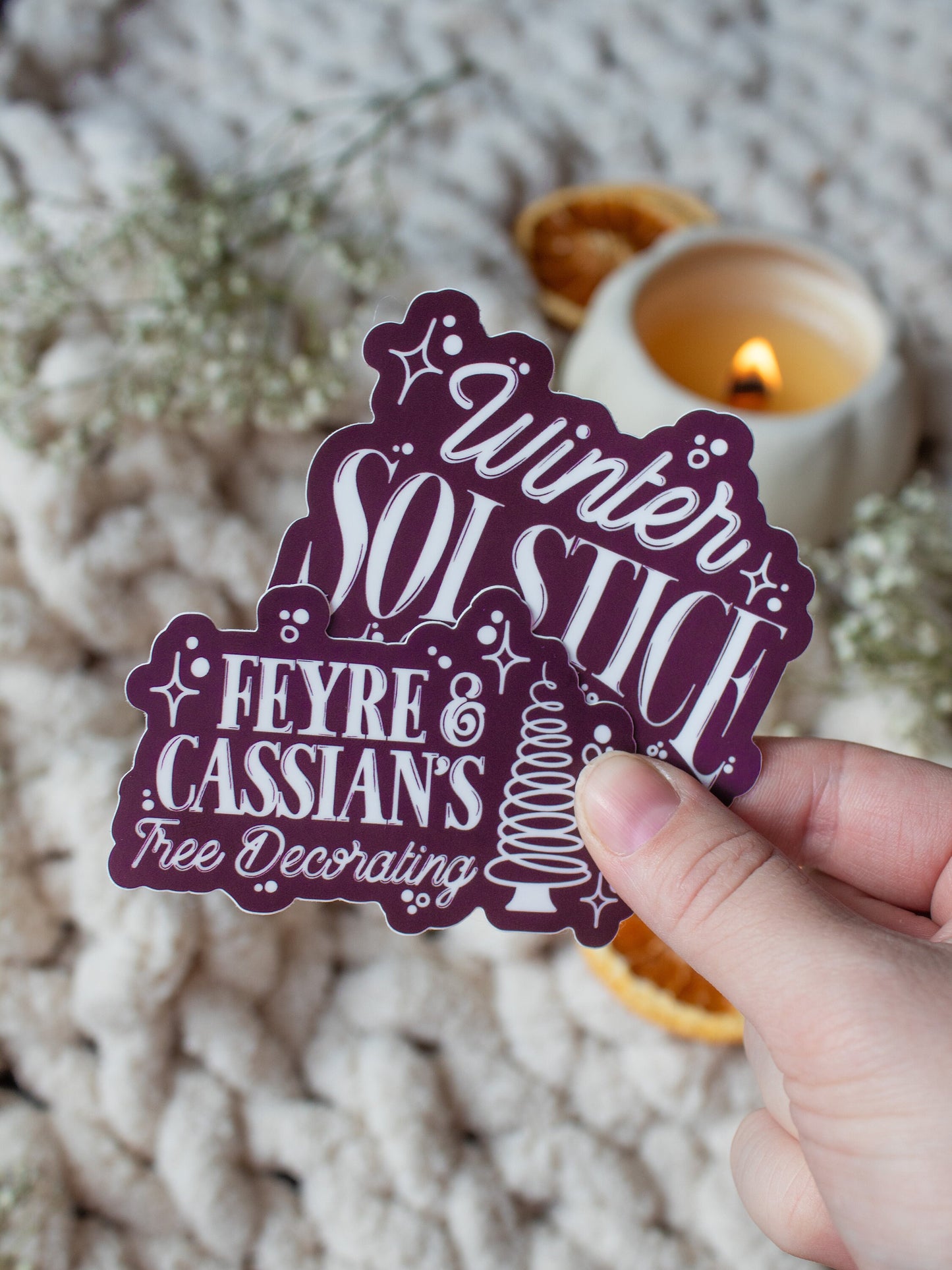 Feyre and Cassian Tree Decorating Waterproof Sticker | A Court of Thorns and Roses | SJM | 2"x3"