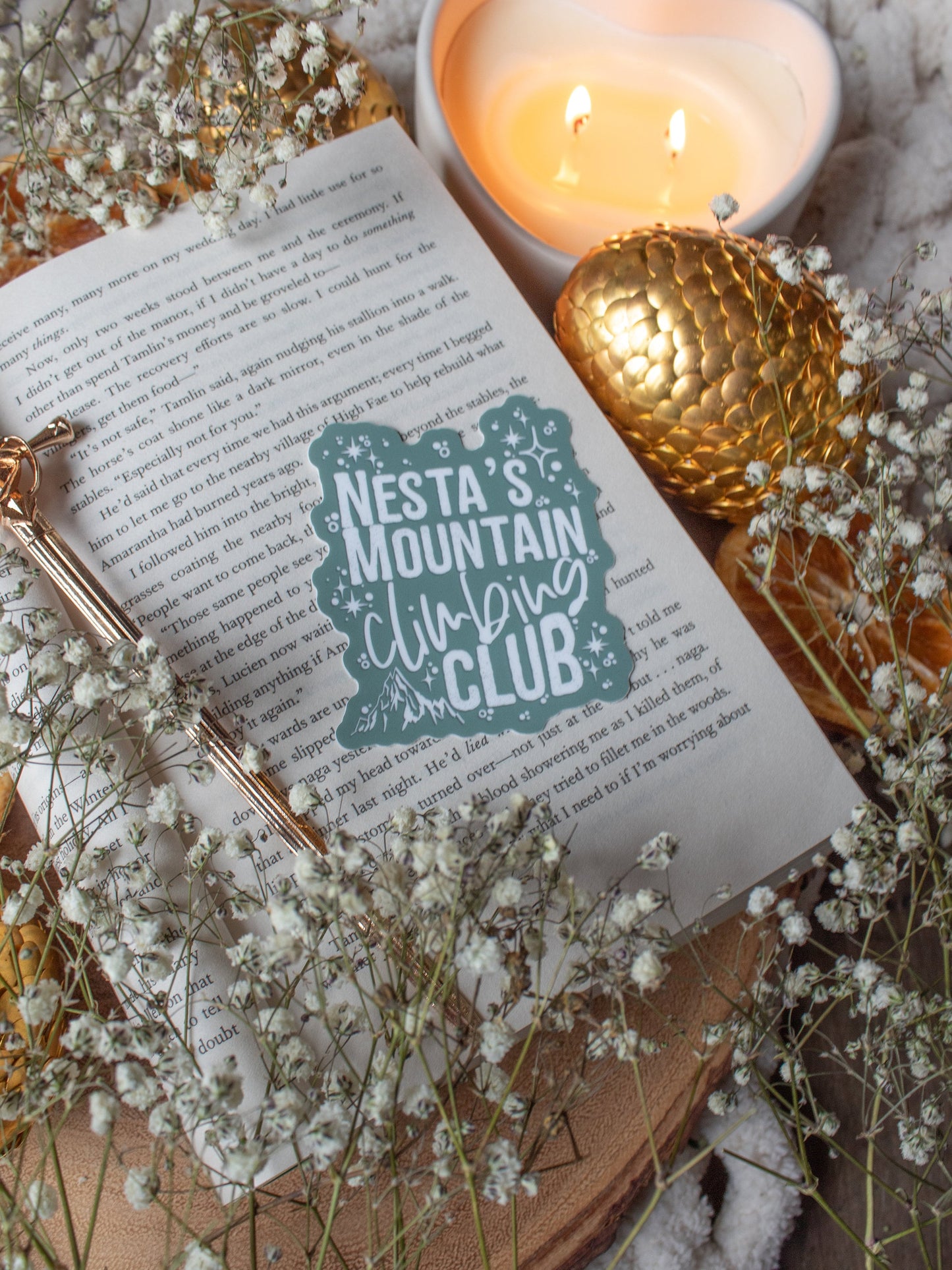 Nesta's Mountain Climbing Club Waterproof Sticker | A Court of Thorns and Roses | SJM |  3" x 1.2"