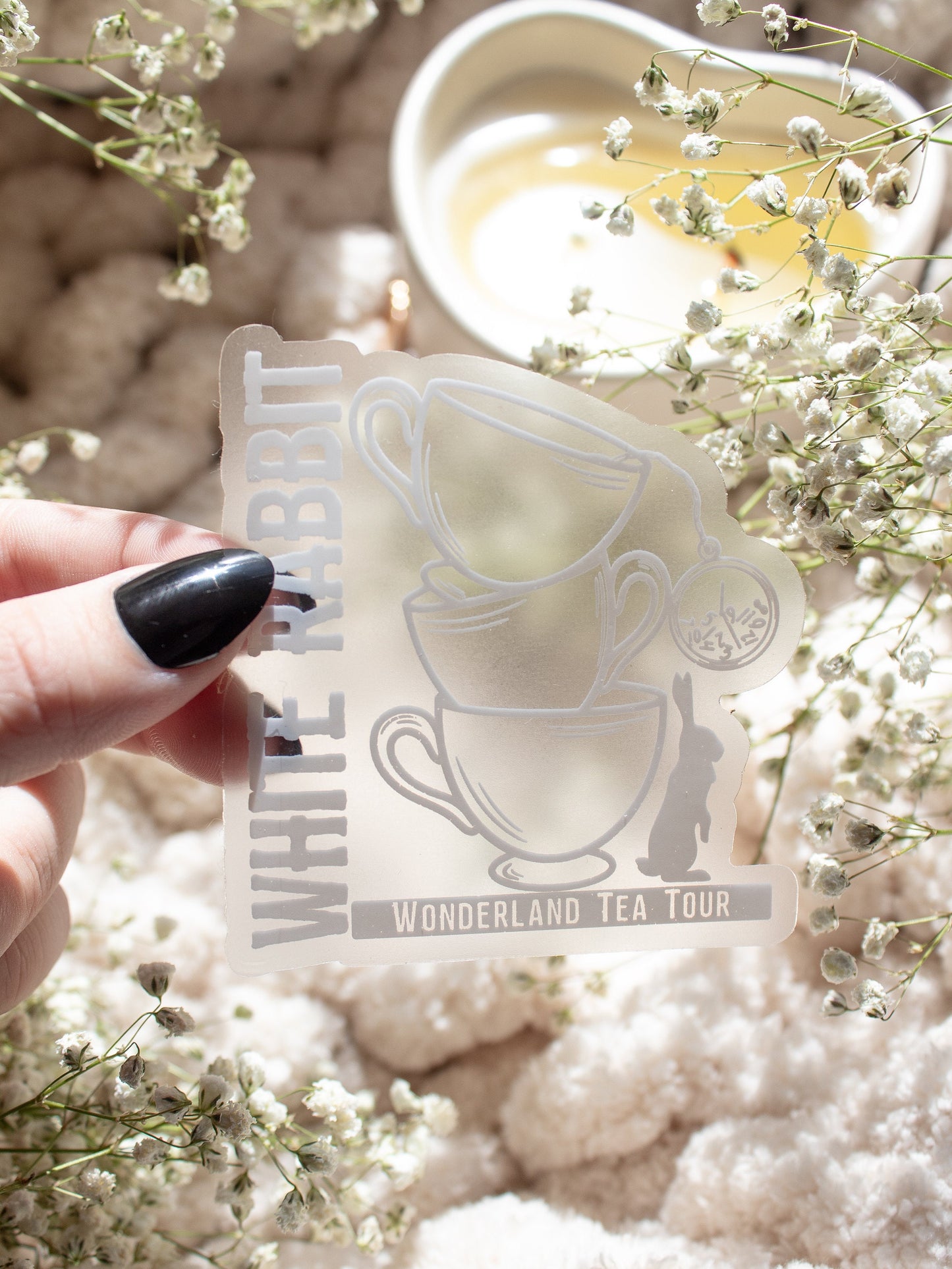 White Rabbit Wonderland Tea Tour Waterproof Sticker | Alice in Wonderland | 3"x2.8"