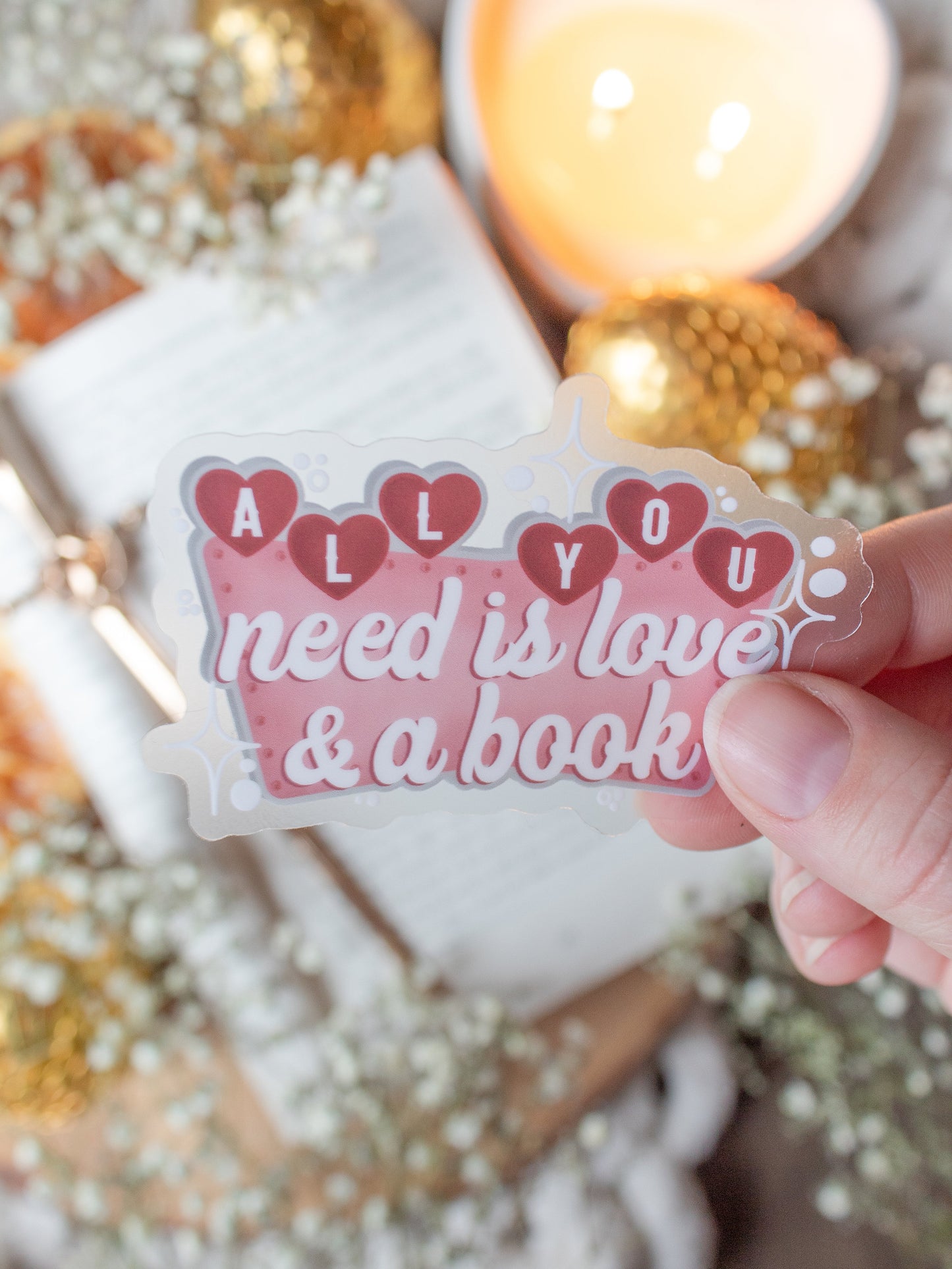 All You Need is Love and a Book Waterproof Sticker | 3”x2.2”