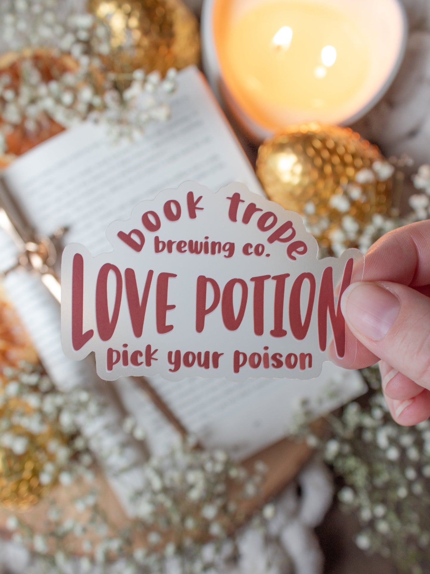 Book Trope Love Potion Waterproof Sticker | 3”x2”